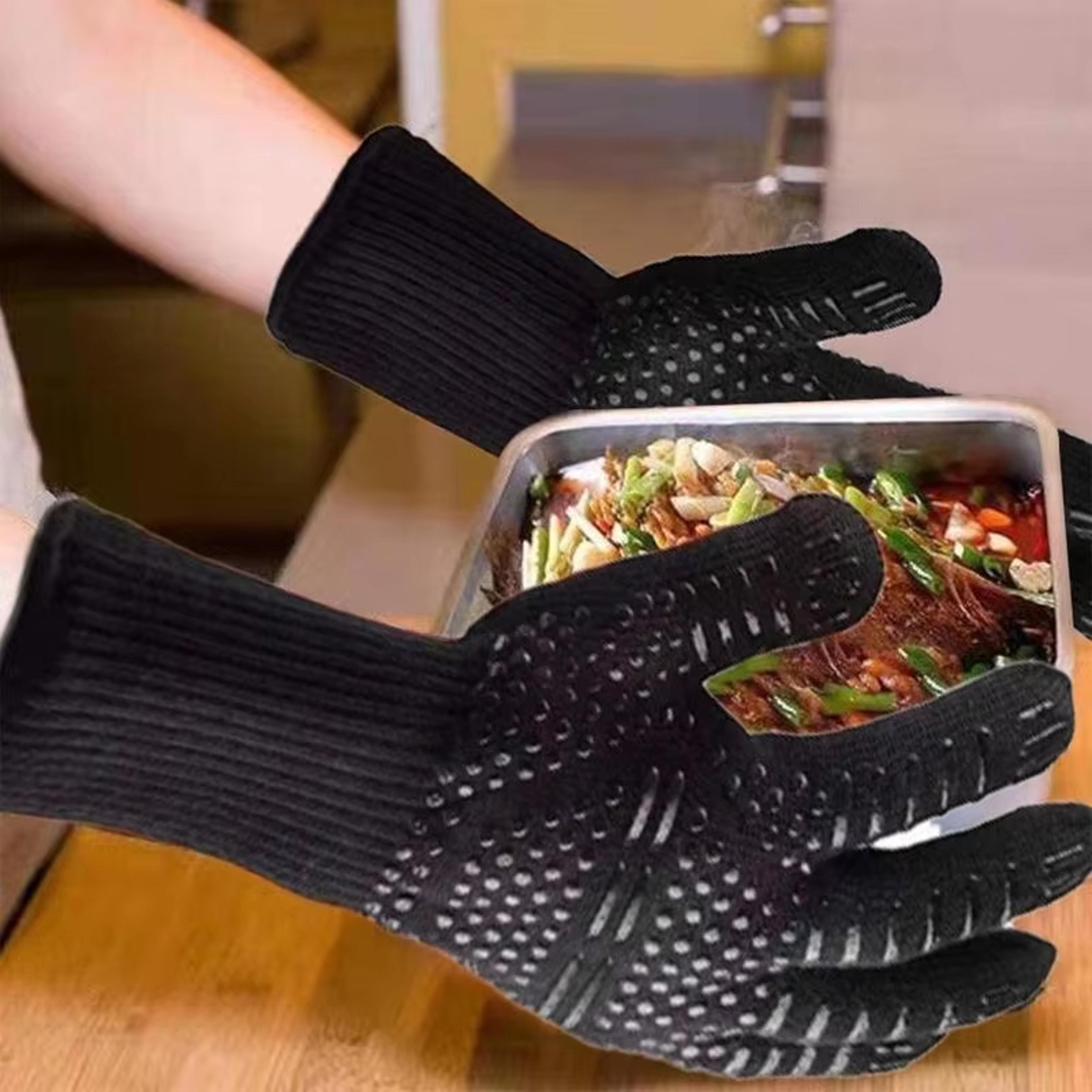 BBQ Microwave Oven Gloves High Temperature Resistance Fireproof Anti Heat Insulation Gloves For Bar 0