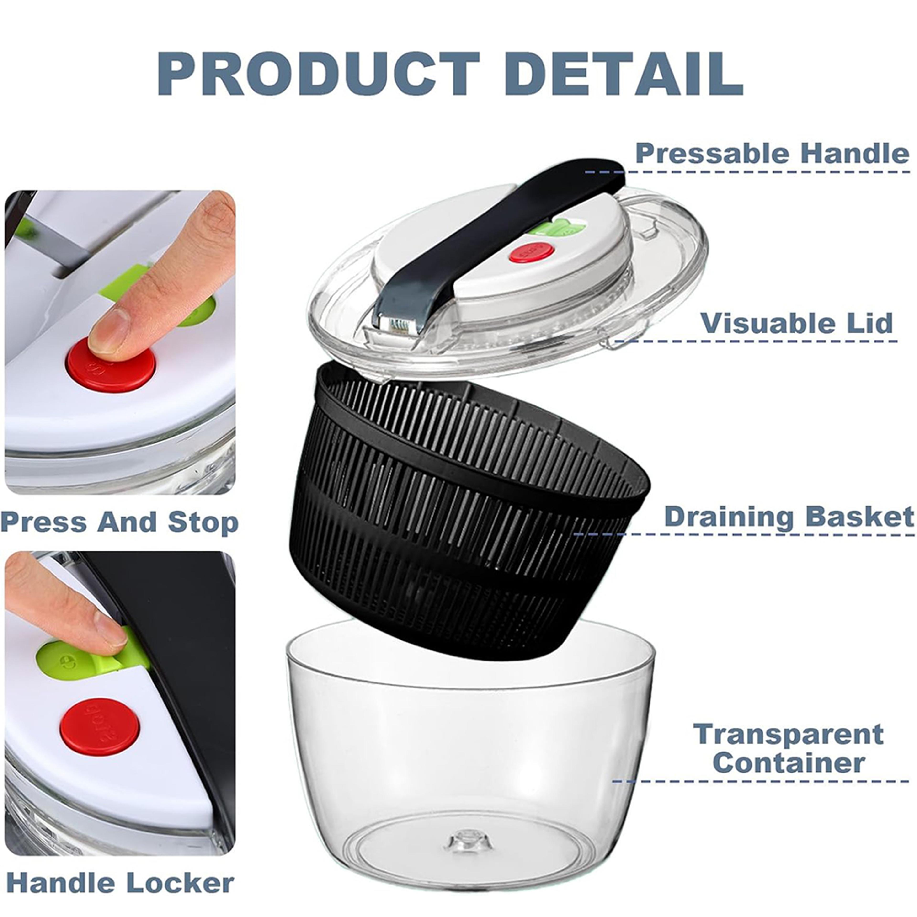 Large Salad Spinner With Lid Onehanded Easy Press Salad Washer Dryer Drainer Mixer 2