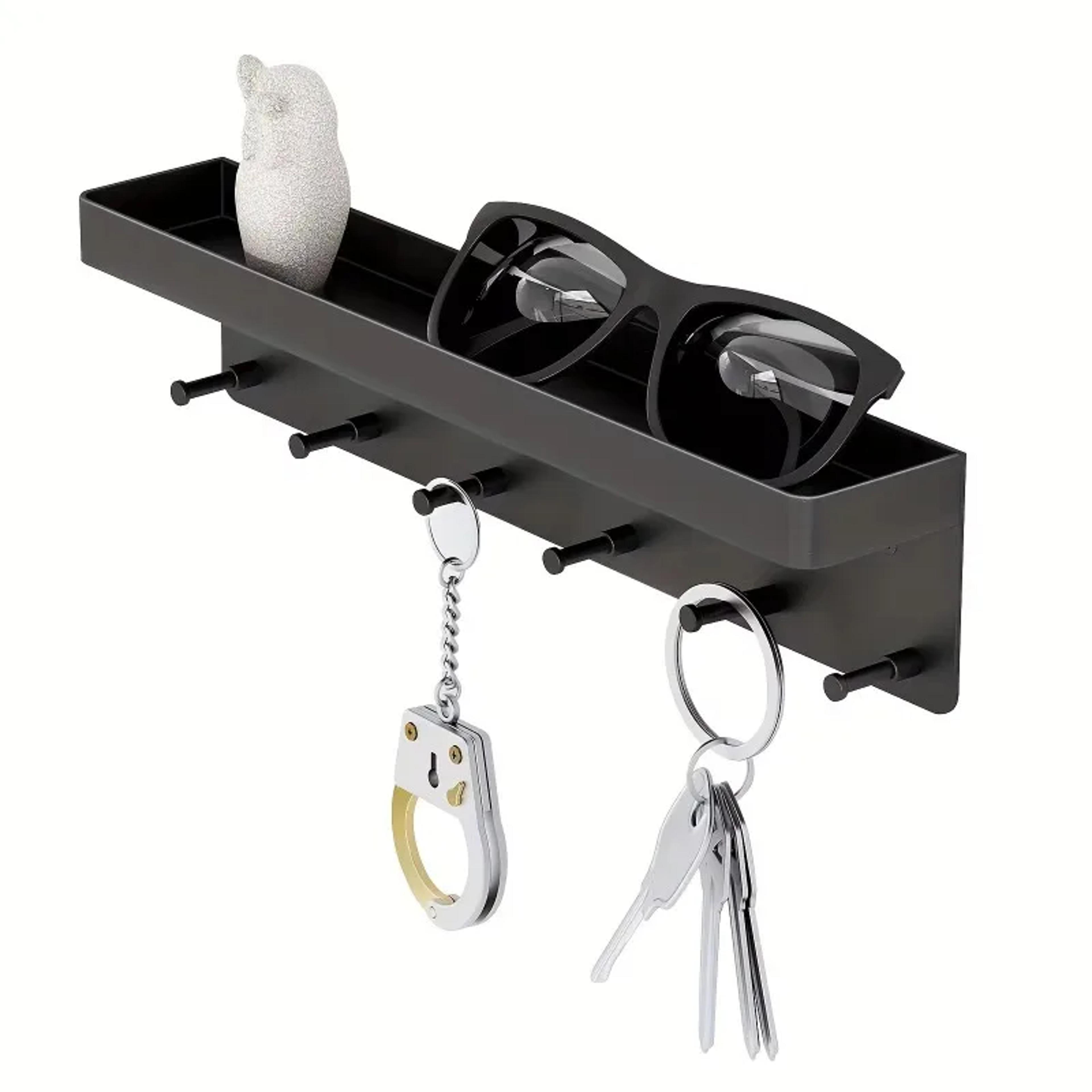 wall mounted key holder, mail shelf organizer with hooks for kitchen and bathroom storage