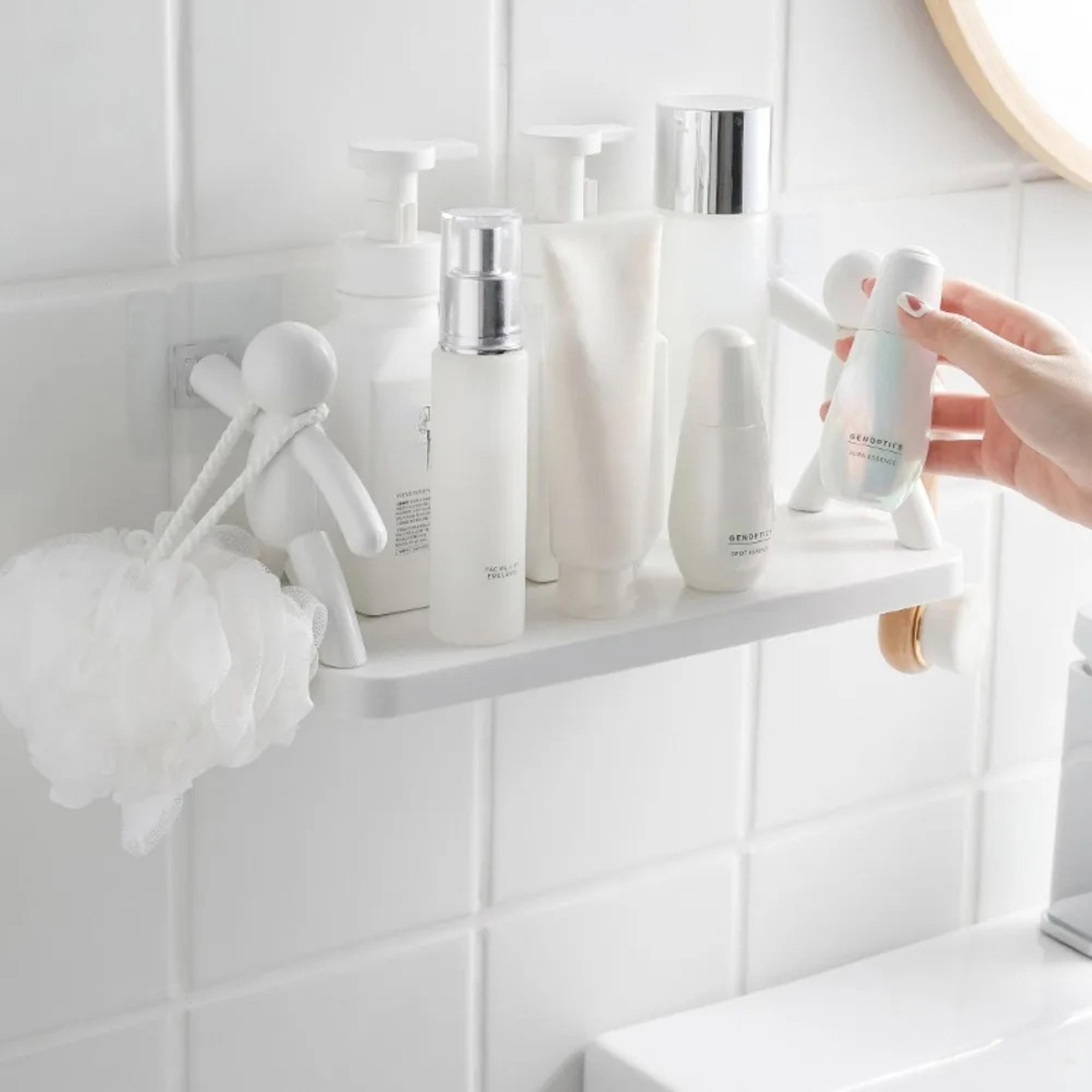 Small Person Storage Rack For Bathroom Cartoon NonPunch Storage Rack Cosmetics Seasoning Jar Organi 1