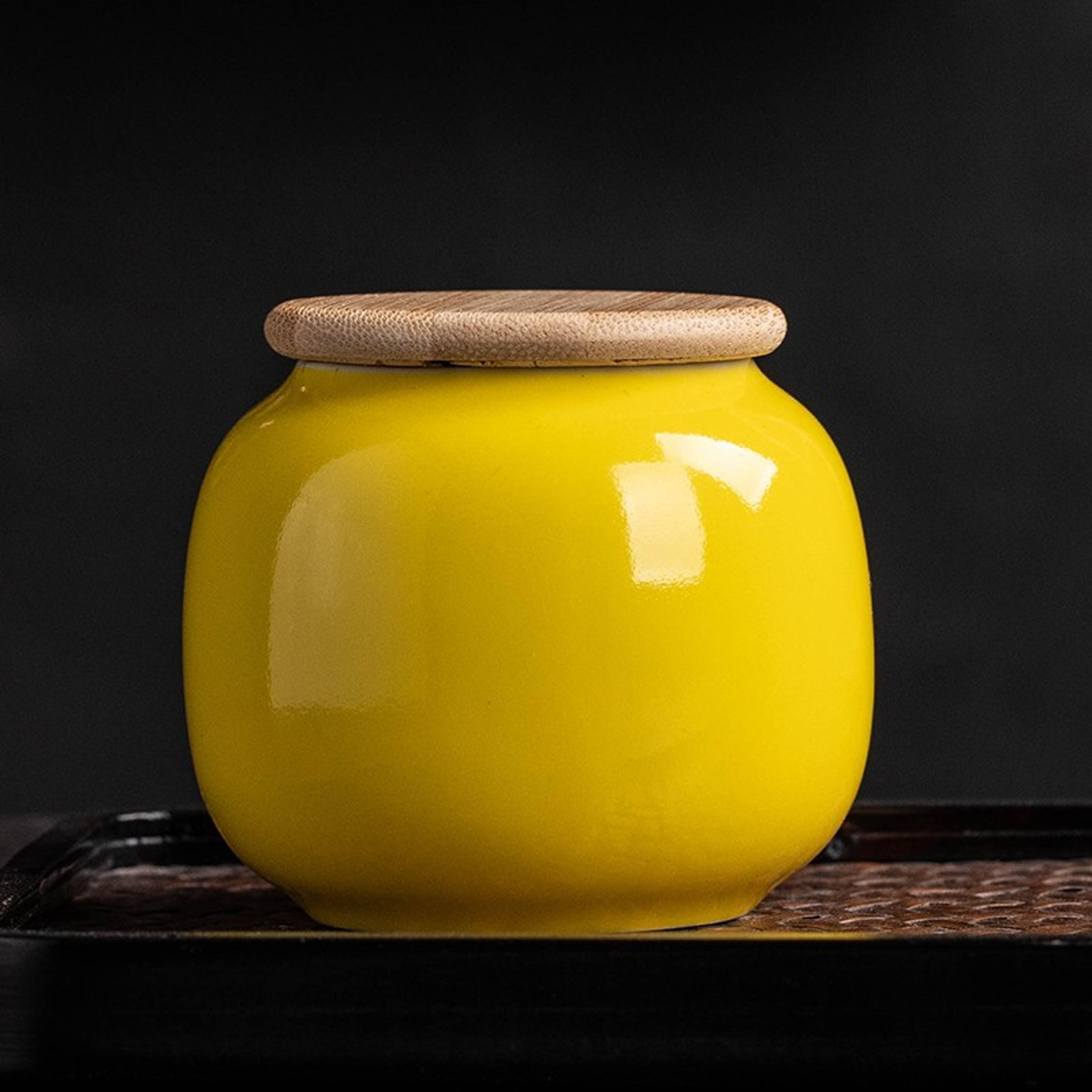 Mini Bamboo Lid Ceramic Tea Candy Box Vintage Sealed Storage Jar Home Decoration Gift 3