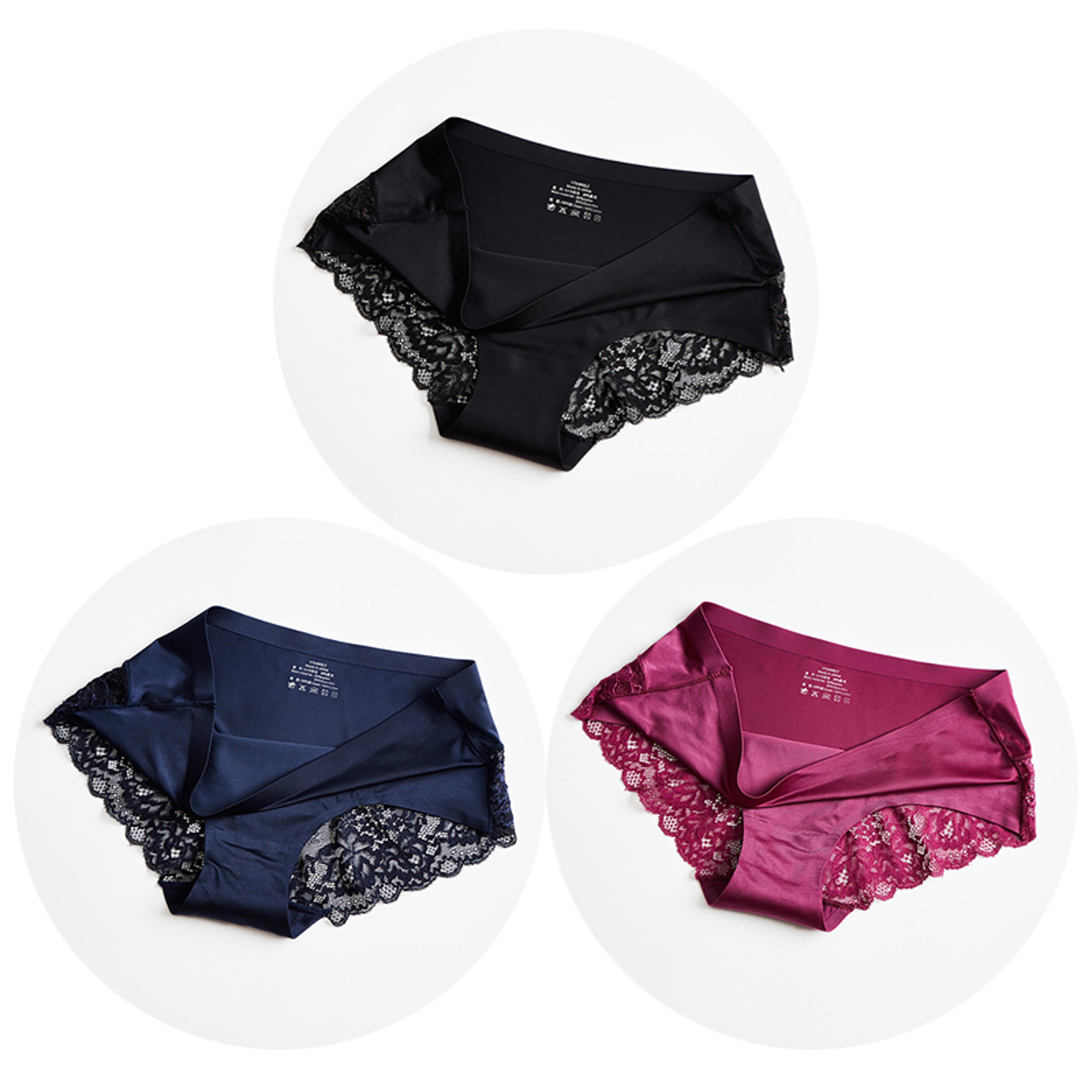 Elegant Lace Panties Women Silk Satin Briefs Soft Comfortable Plus Size Lace Panties 6
