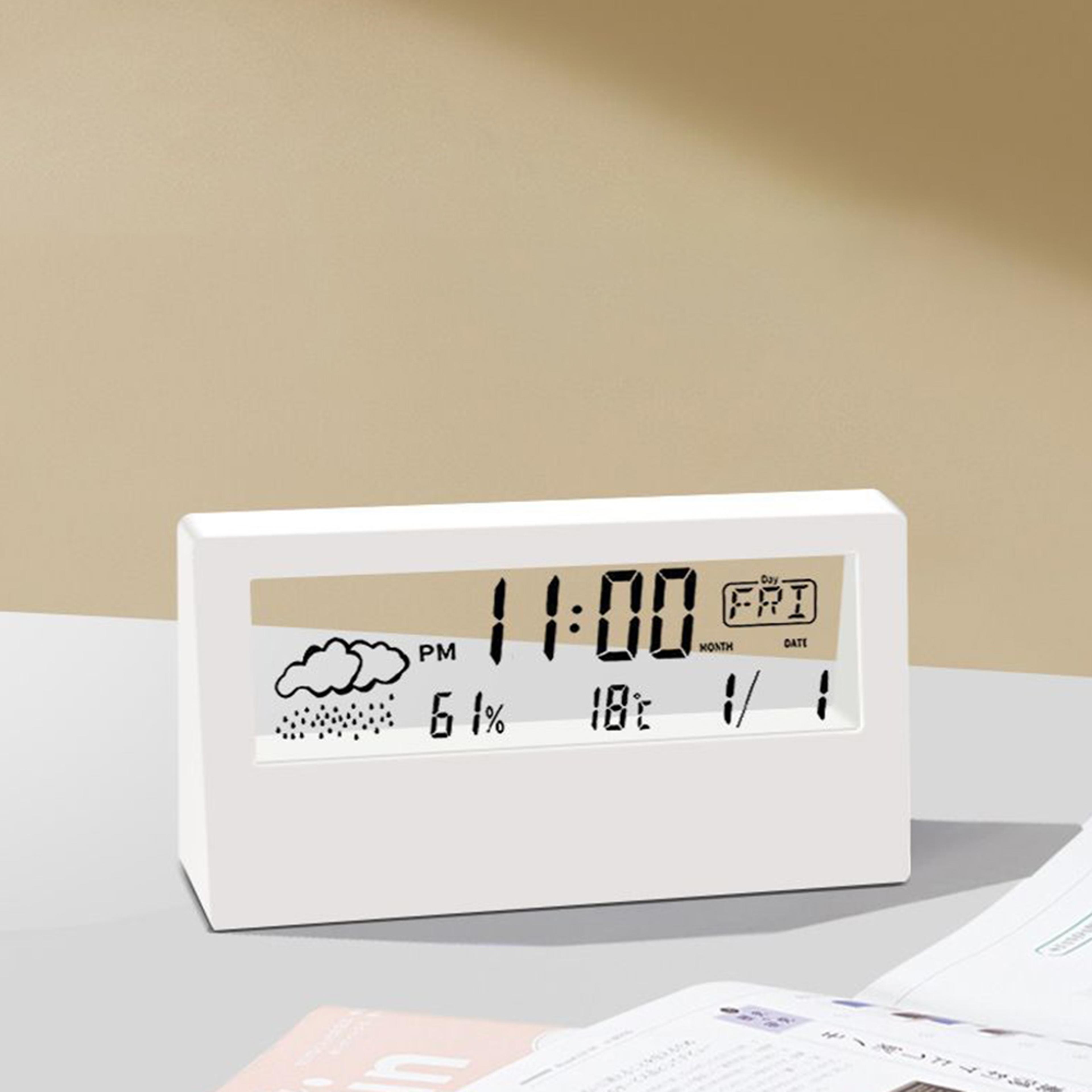 creative thermo-hygrometer clock weather display alarm clock for desktop decor