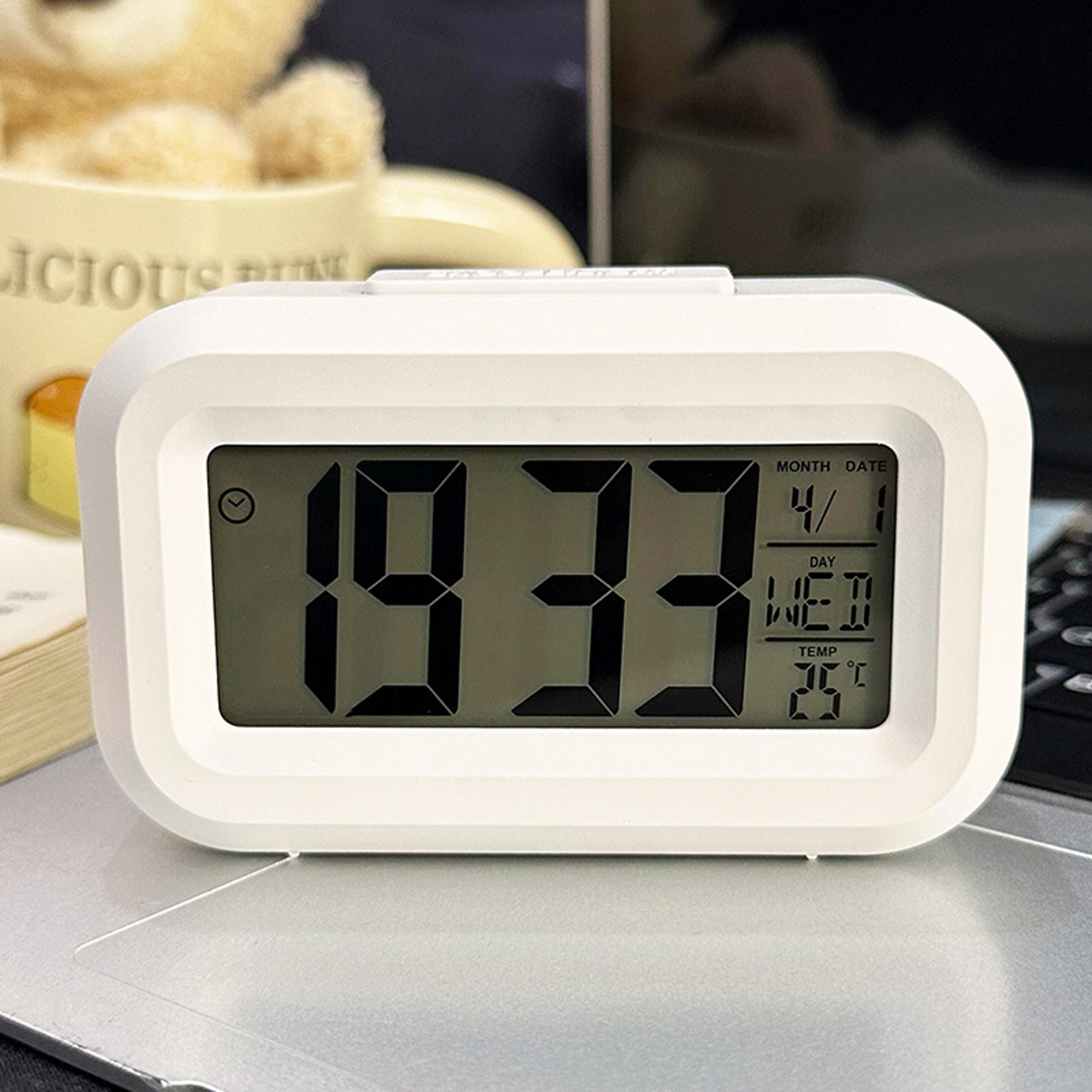 Smart Digital Alarm Clock With LCD Display Temperature Calendar Timer 0