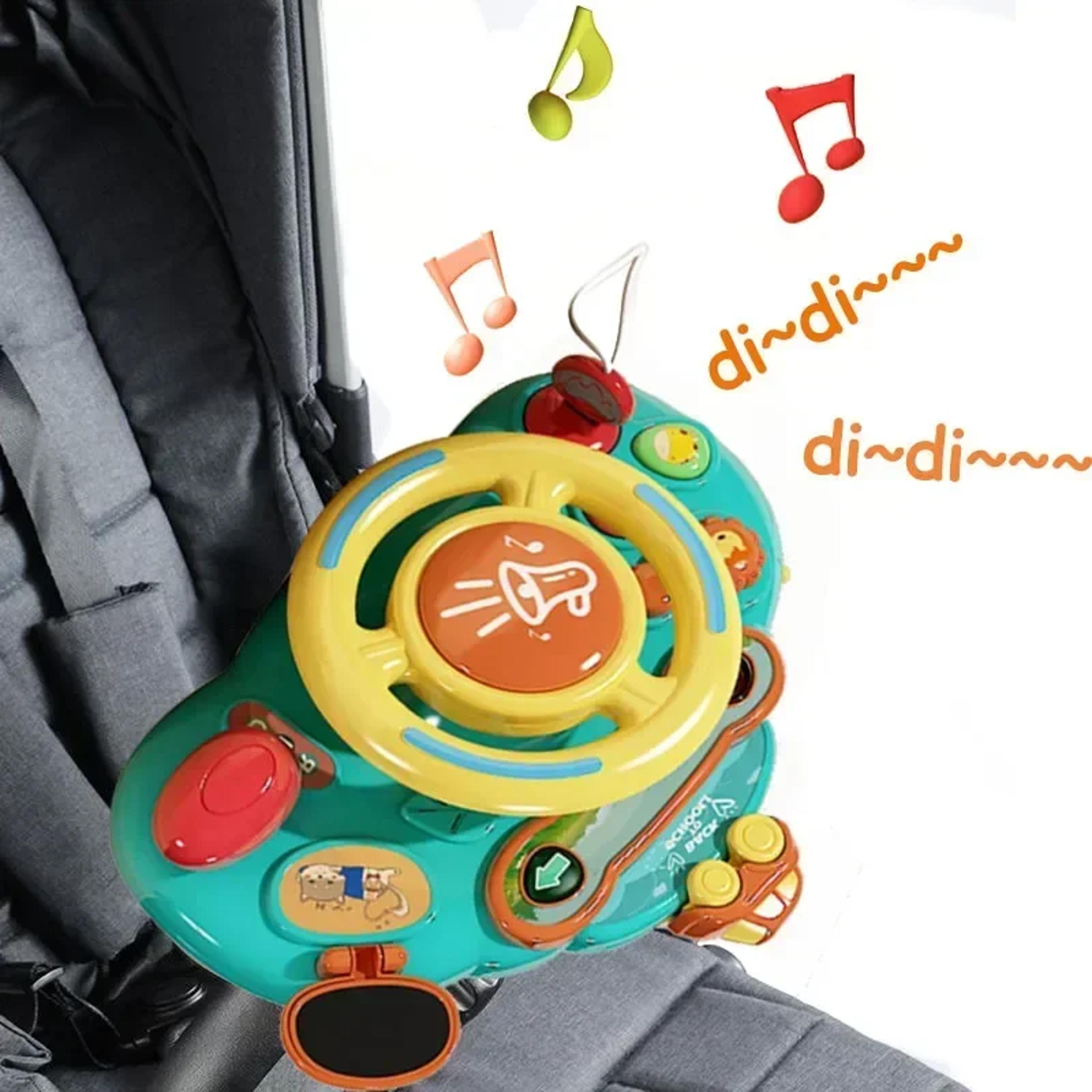 baby toy electric simulate driving car educational steering wheel for toddlers, stroller driving toy for early learnin