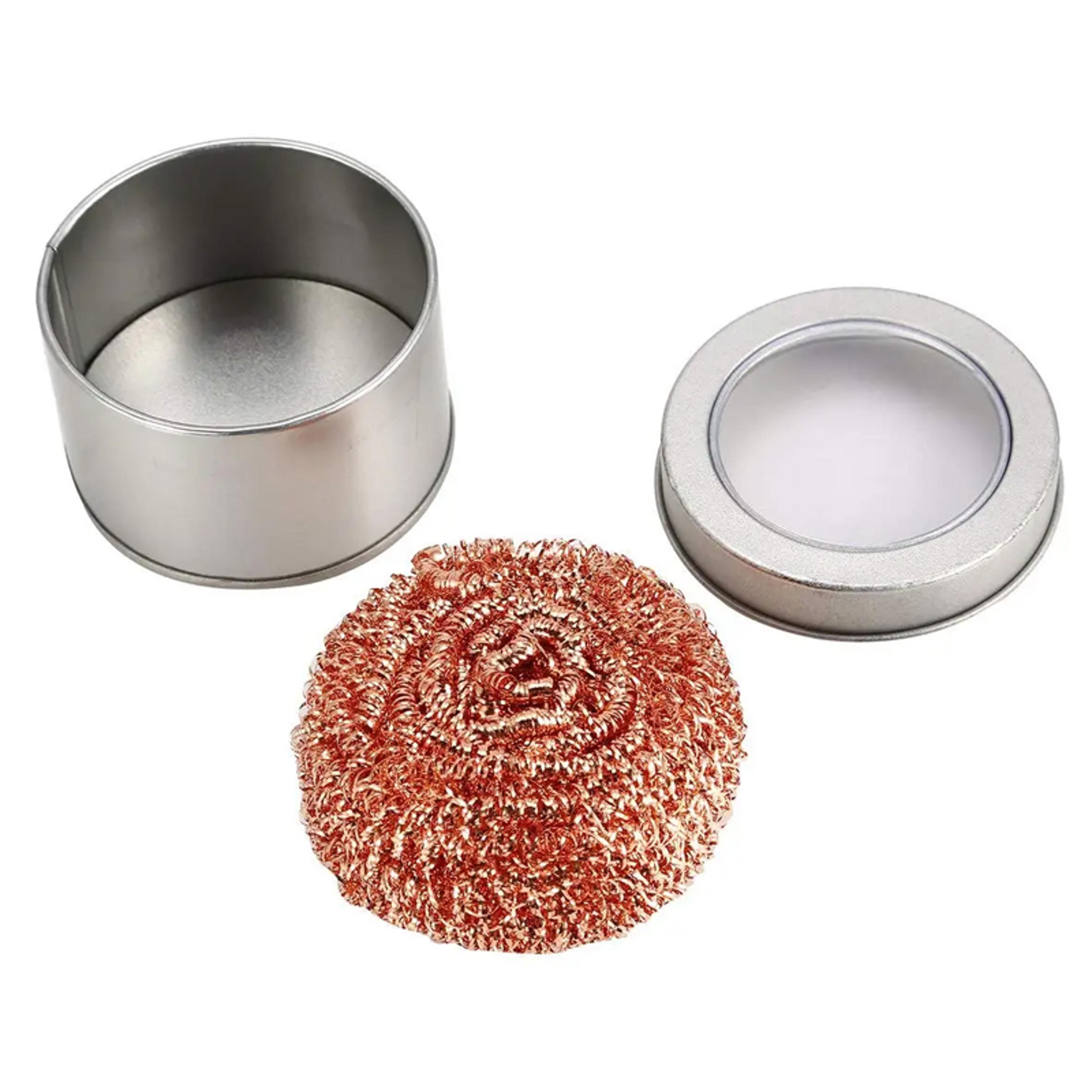 soldering iron tip cleaner with brass wire cleaning ball and metal holder for fast tip maintenance