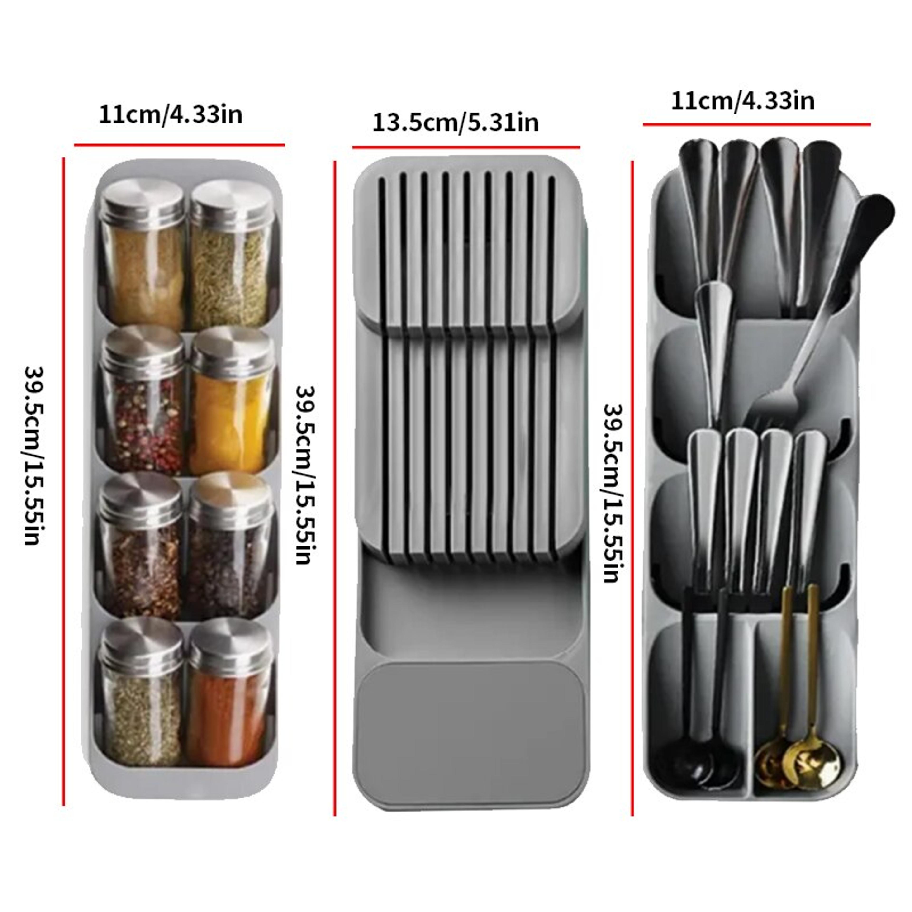 Kitchen Drawer Cutlery Organizer Knife Spoon Fork Spice Storage Tray 5
