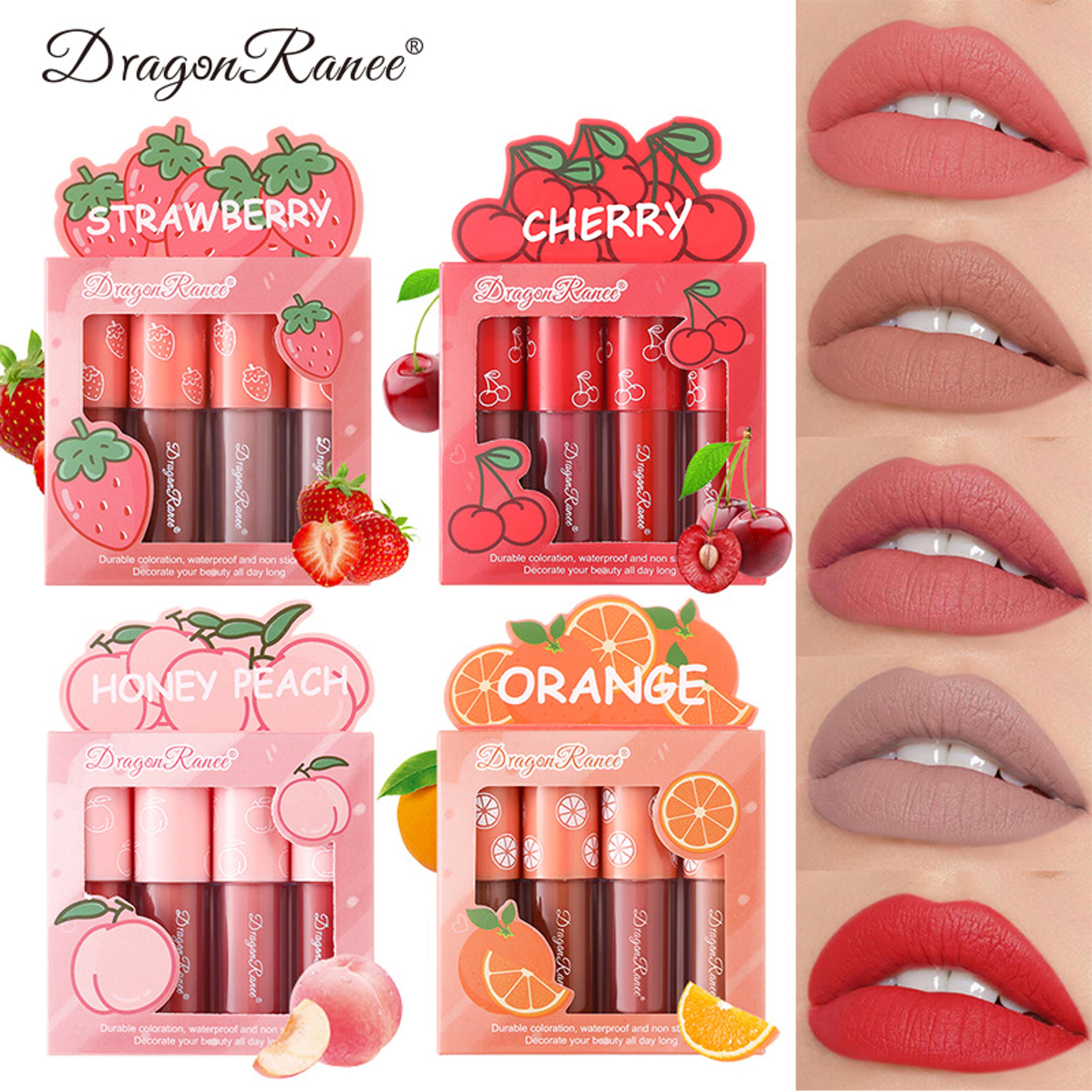 velvet matte lip gloss set non-stick, long-lasting, fruit scented lip tint for smooth lightweight wear