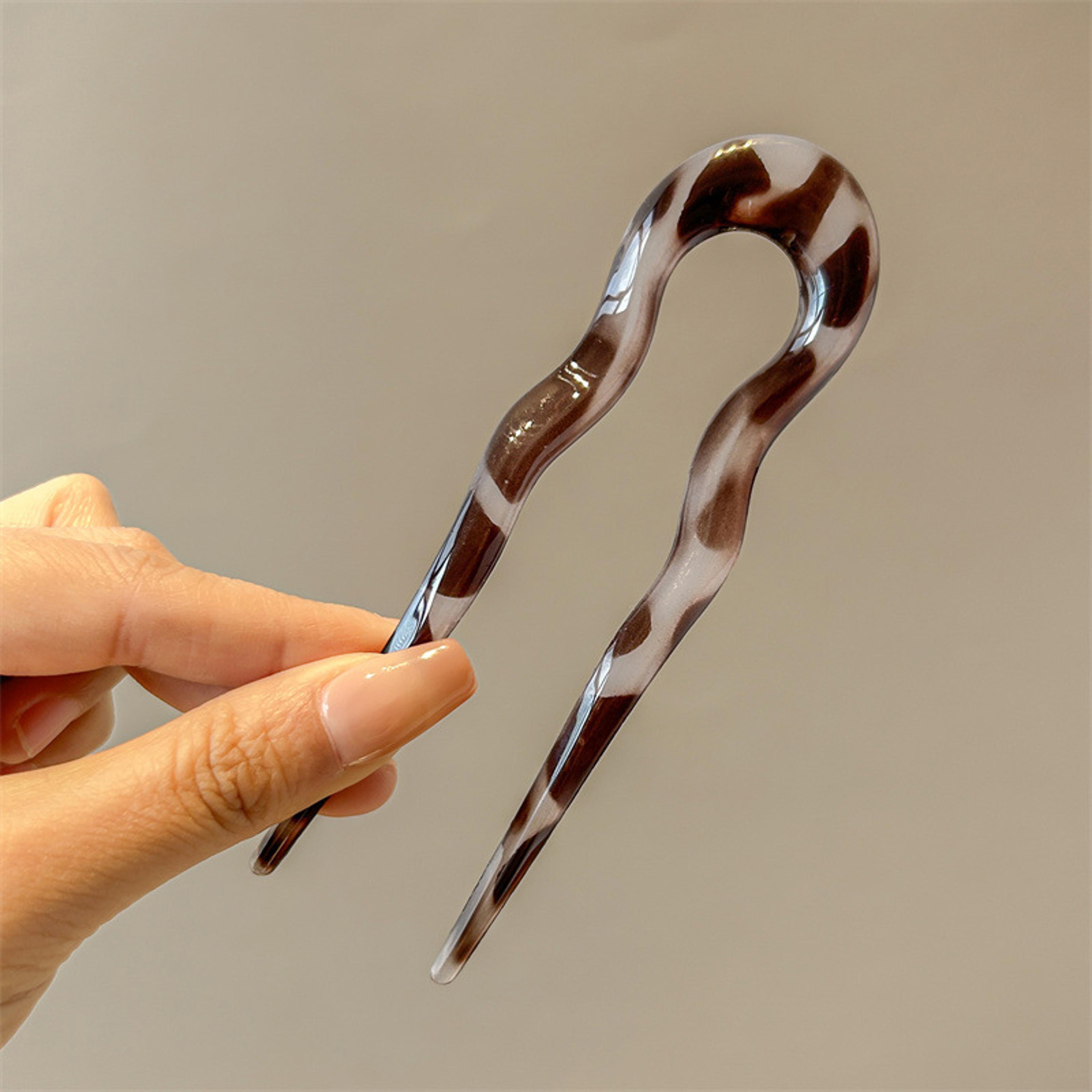 Elegant Tortoiseshell UShaped Hair Fork Acetate Hair Stick For Effortless Styling 9