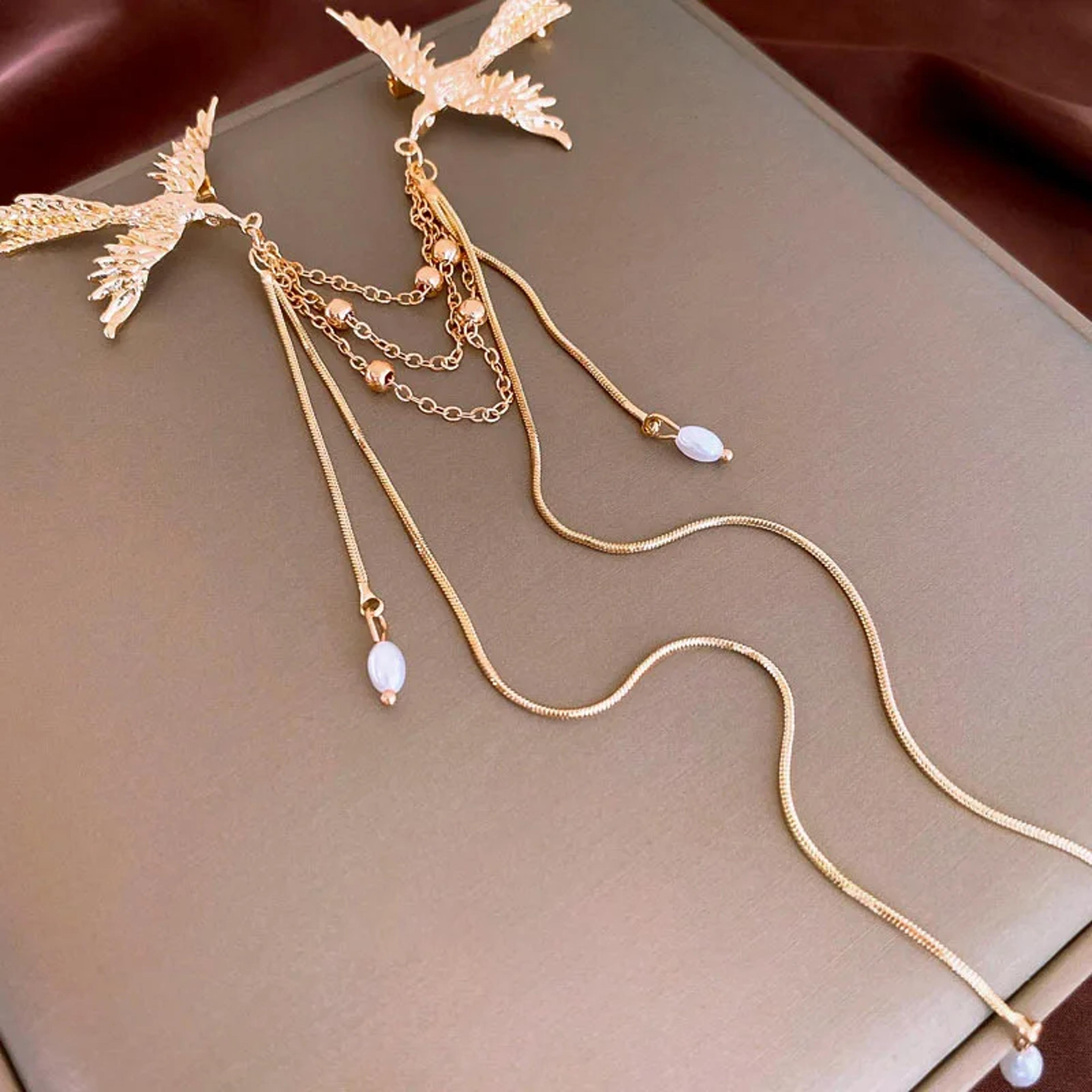 Elegant Fire Phoenix Brooch For Women Men Long Fringe Animal Corsage Pin 1