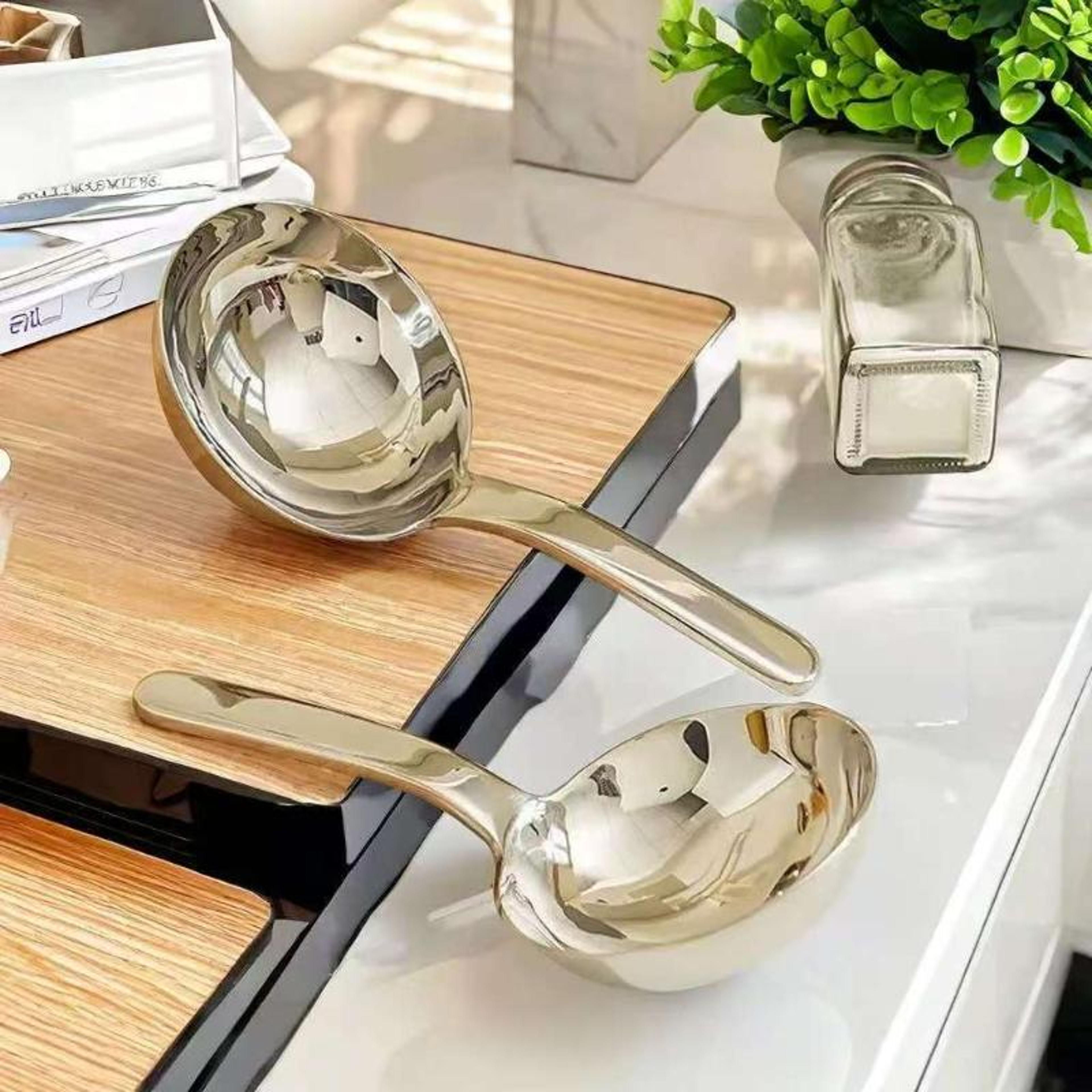 Stainless Steel Soup Ladle Deep Ramen Spoon Short Handle Durable Kitchen Serving Spoon 4