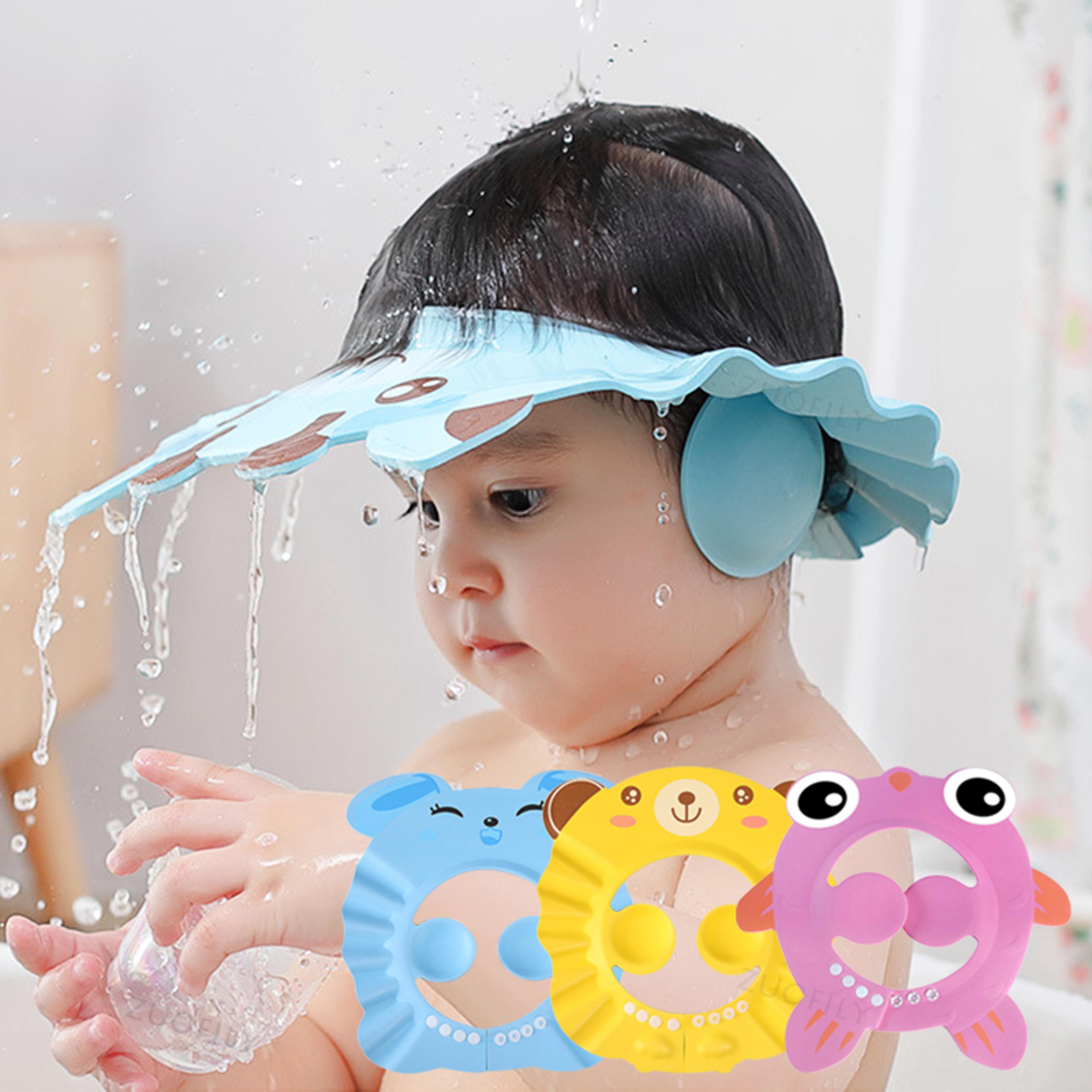 adjustable hair wash hat for kids, baby shower soft cap, bathing shower protect head cover, ear protection safe children