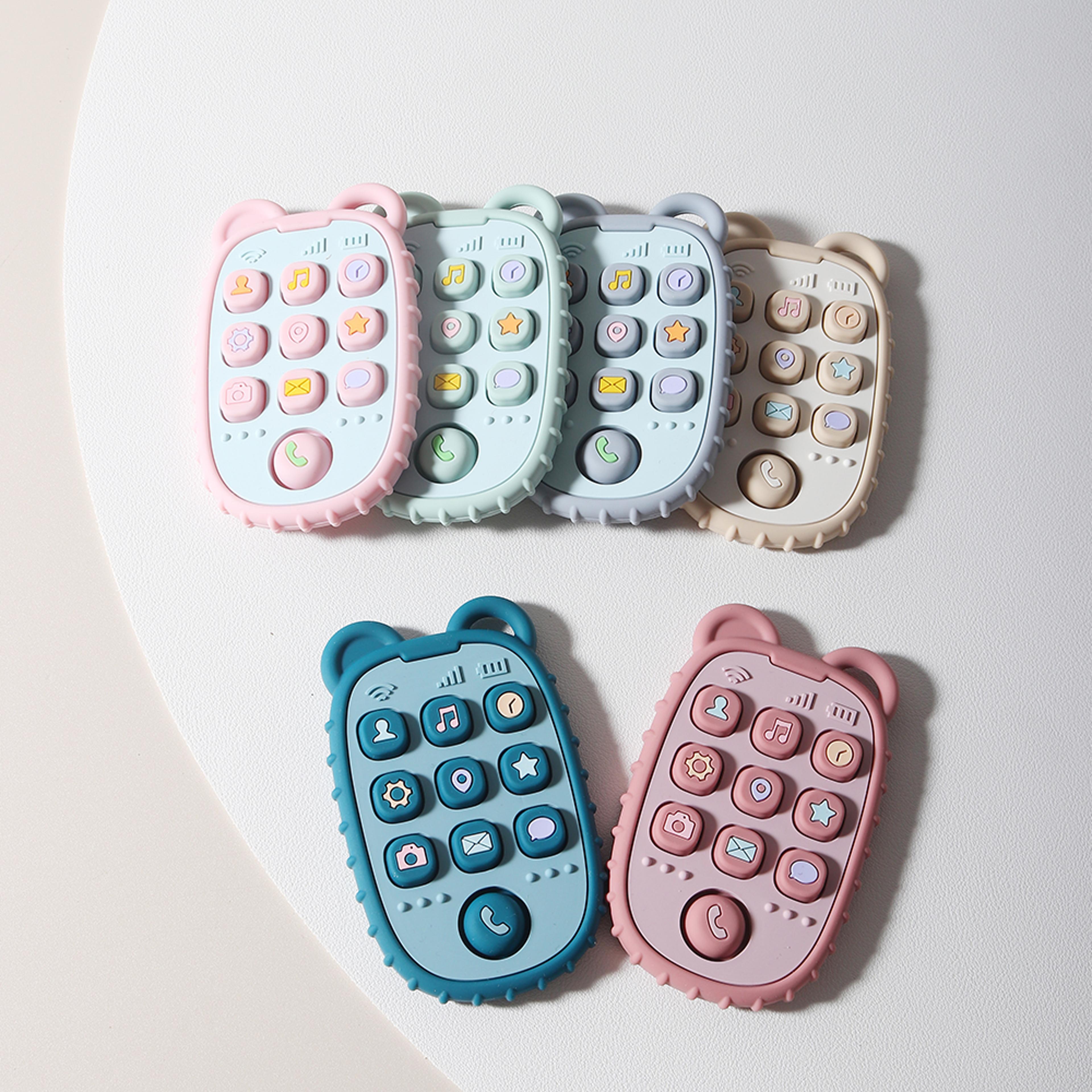 shape silicone teether teething toy, new baby teether mobile phone, baby gift set, sensory toy for kids, soft chew