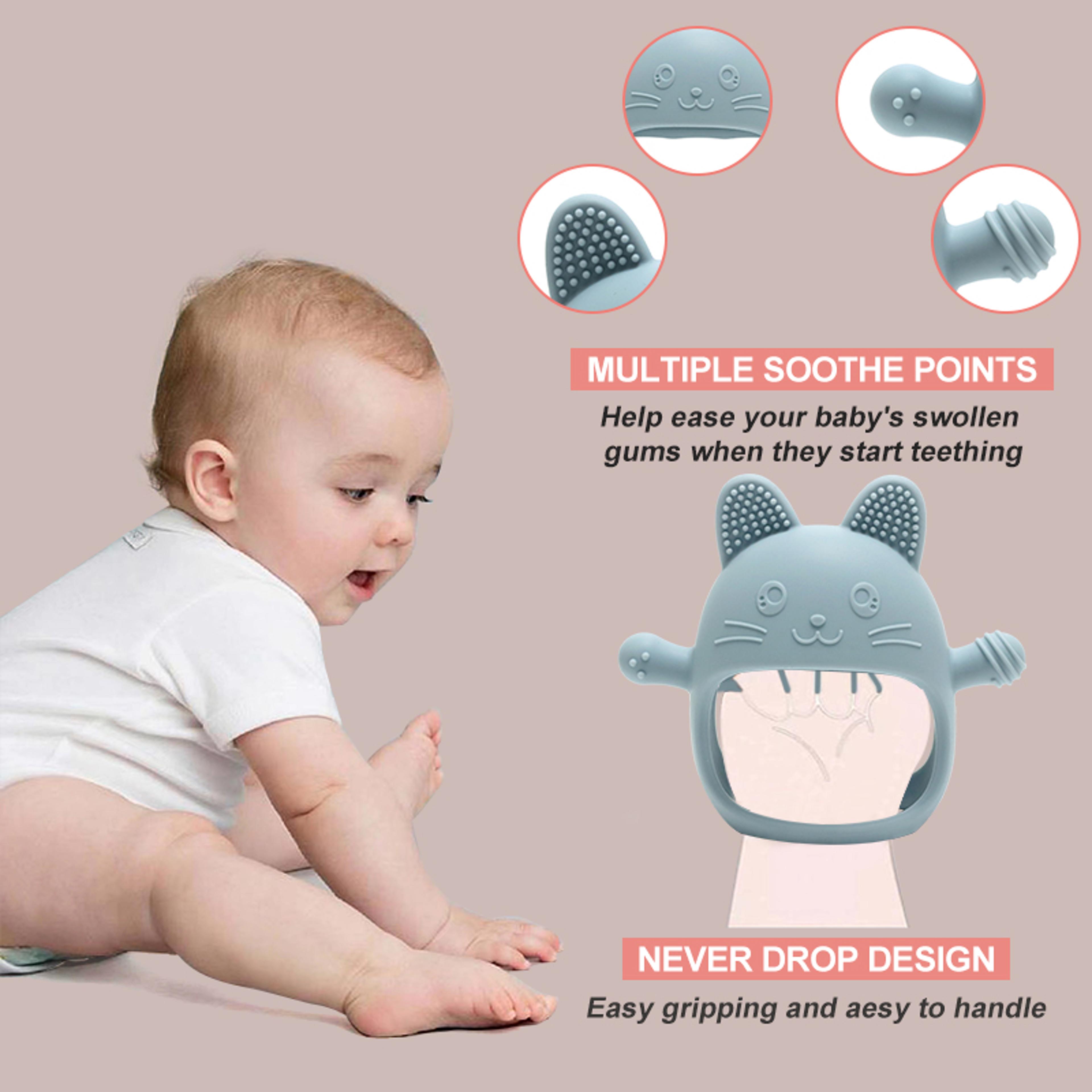 Cute Bunny Design Baby Teething Mittens Anti Sucking Hand Guard Food Grade Silicone Glove Chew Toy  0