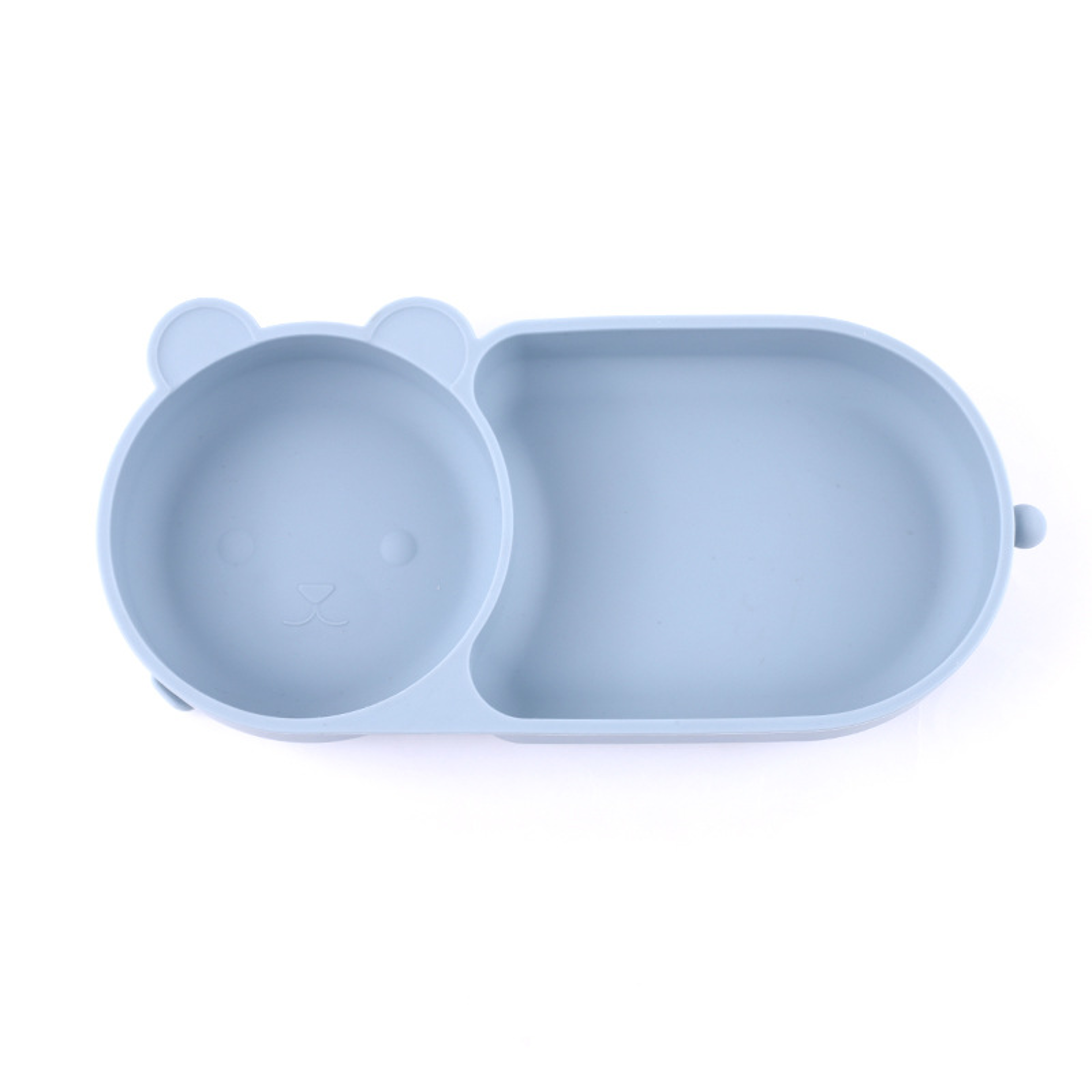 Cute Bear Baby Bowl Food Grade Silicone Double Plate For Meals Macaron Color Suction Cup Bowl 7