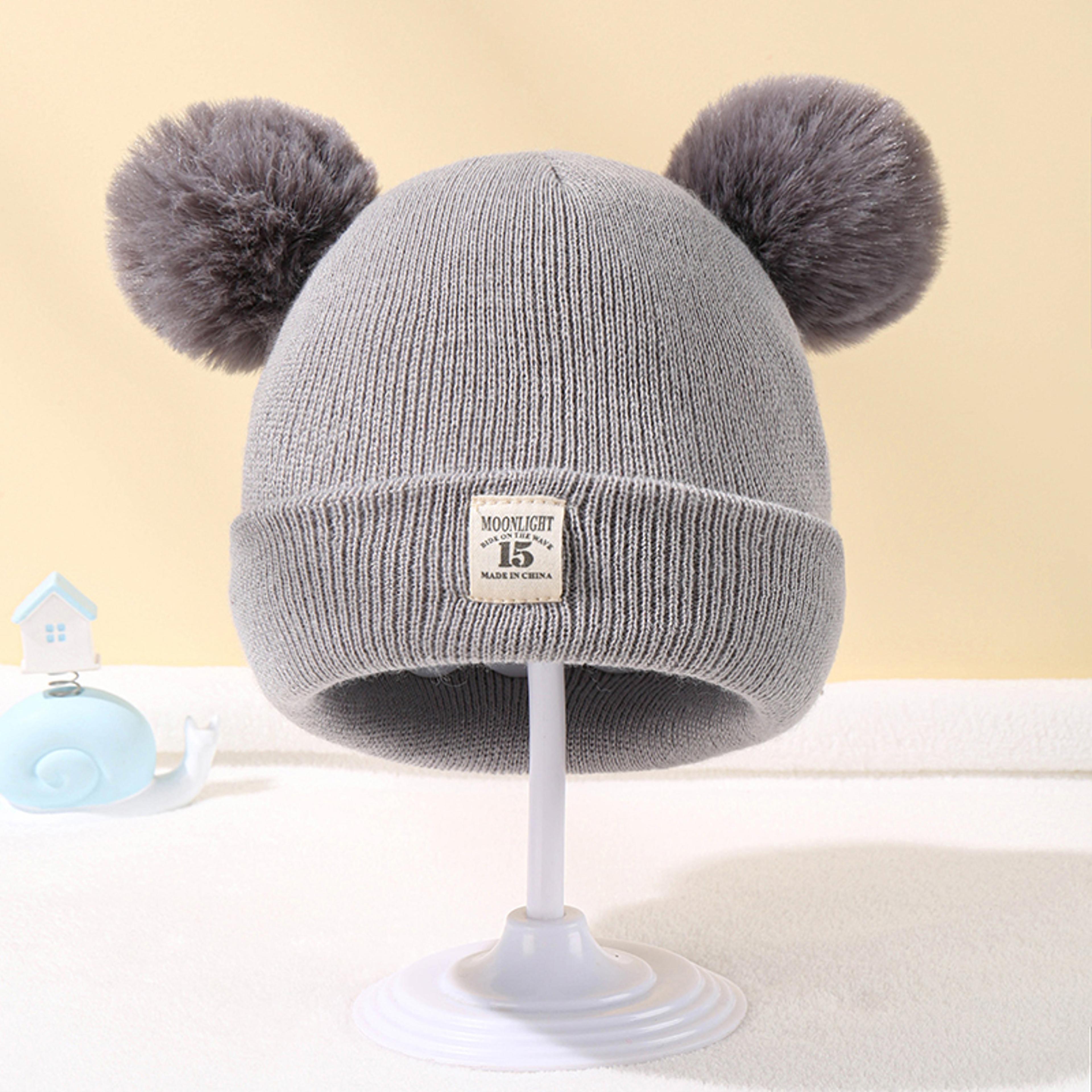 Knitted Baby Hat With Pom Pom For Boys And Girls Solid Color Winter Beanie 03 Years Old Comfortable 3