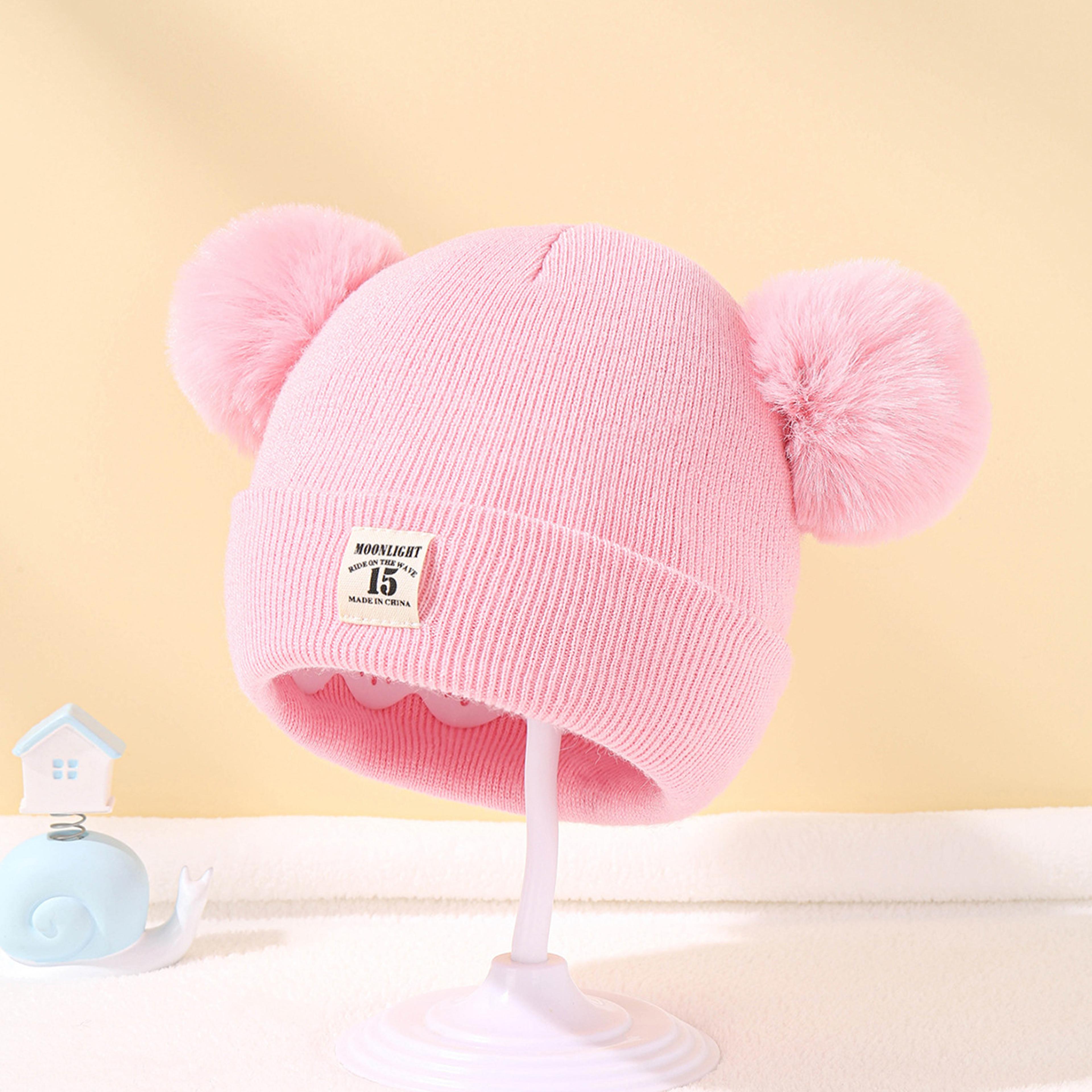 Knitted Baby Hat With Pom Pom For Boys And Girls Solid Color Winter Beanie 03 Years Old Comfortable 9