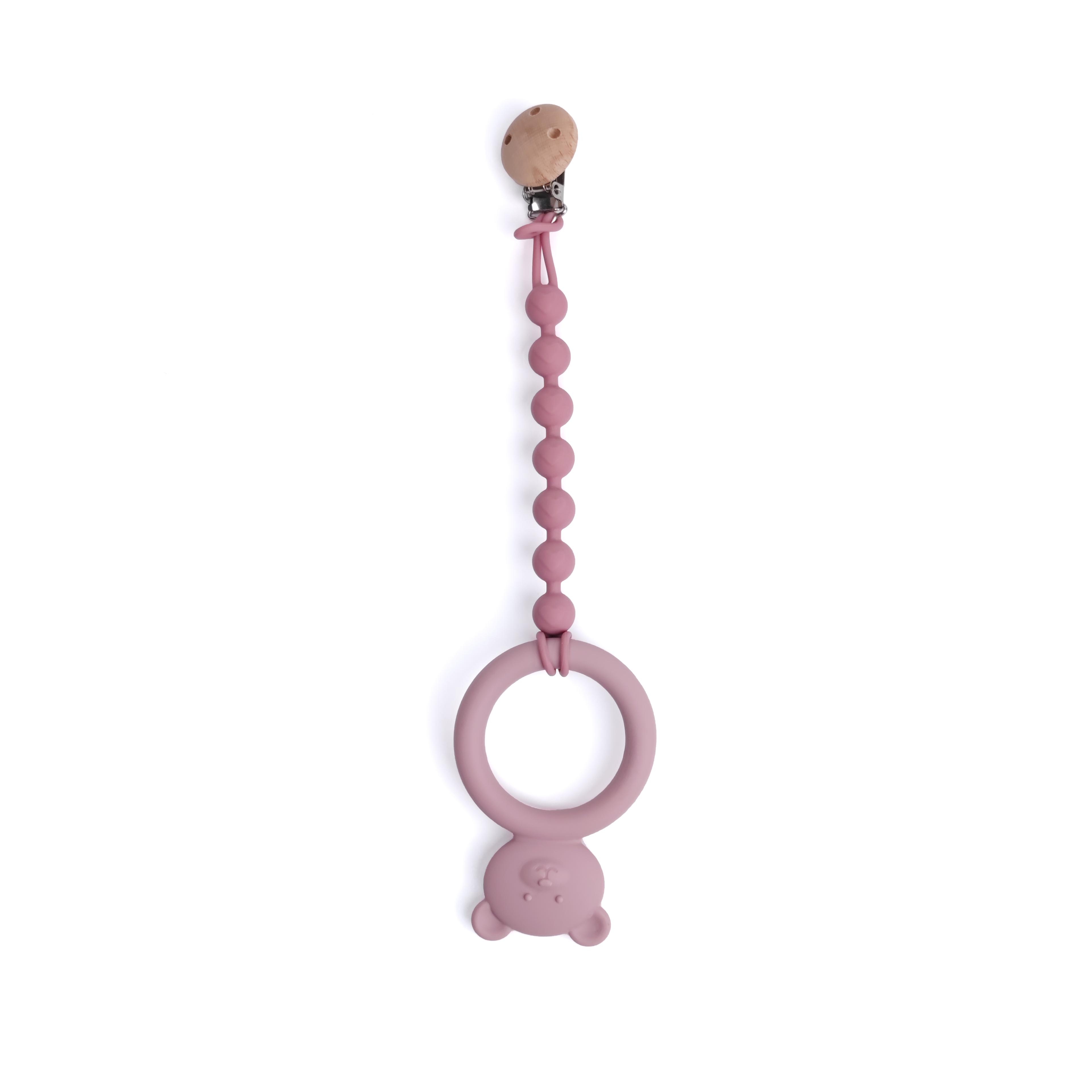 Lovely Heart Shape Pacifier Chain For Baby Silicone Dummy Clip Wood Baby Pacifier Chain With Cute H 5