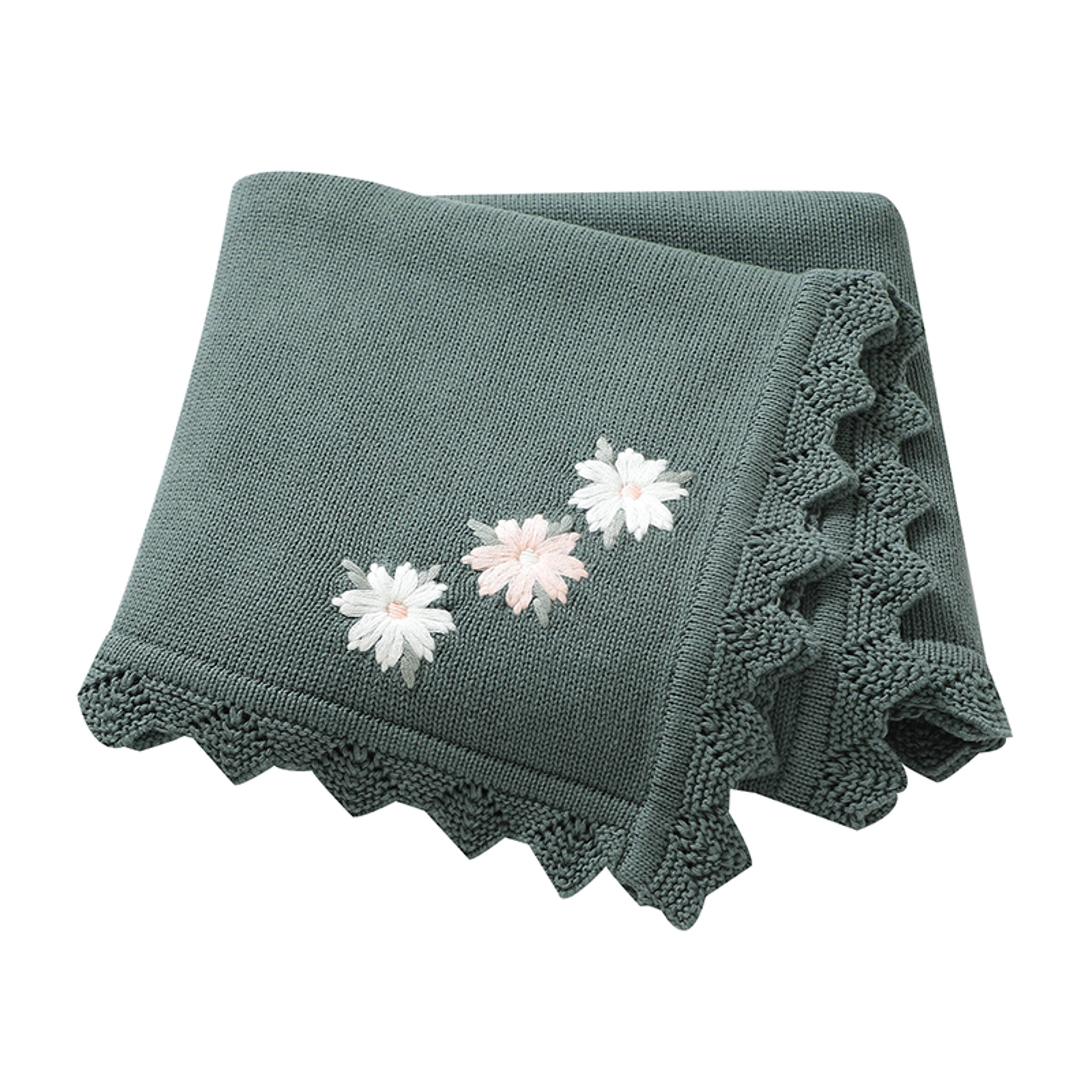 Knitted Baby Cotton Blankets With Floral Embroidery Stroller Bedding For Newborns Infant Receiving  8