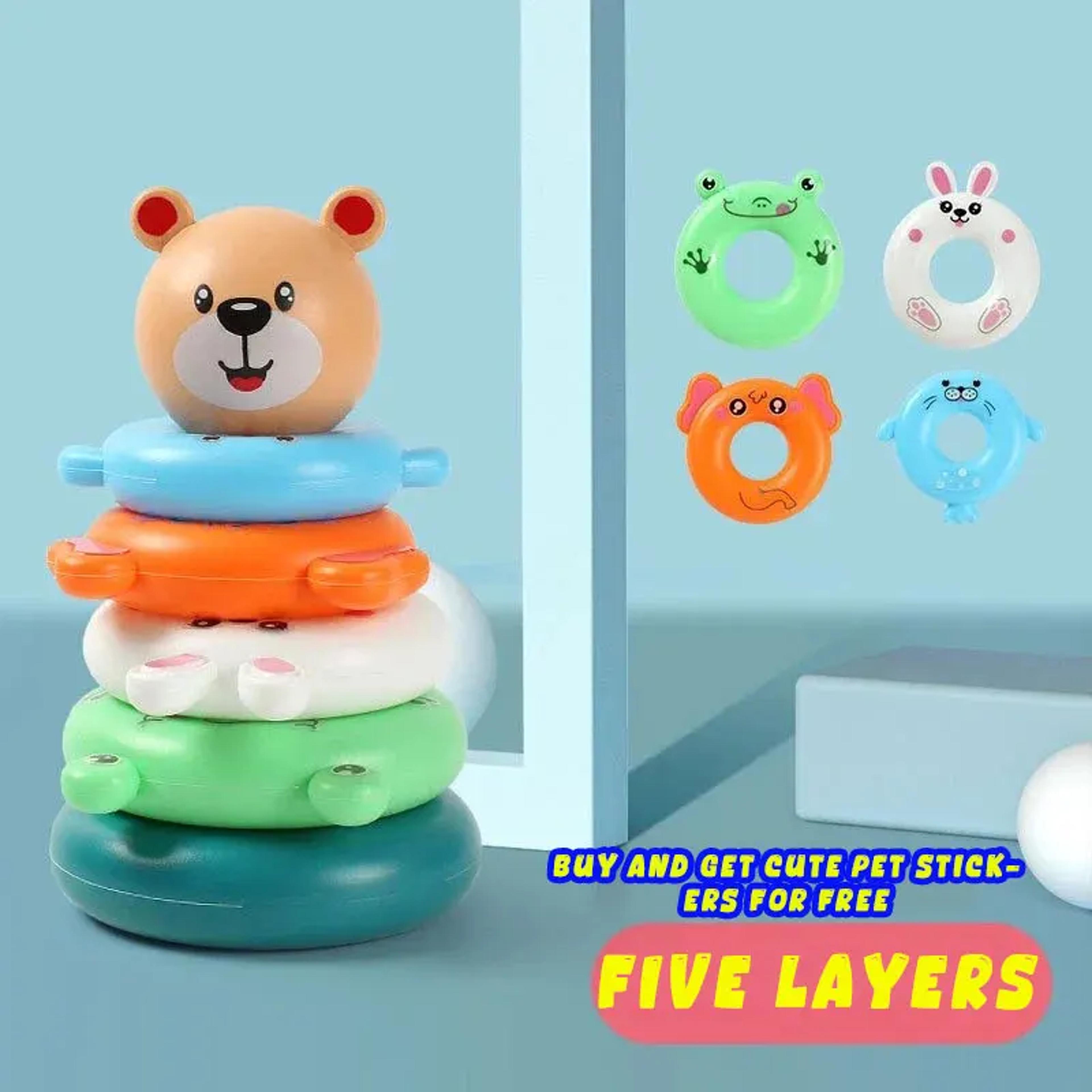 Kids Gift Educational Puzzle Pyramid Tower Cup Stacking Toy Beach Bathtub Toy For Kids 4