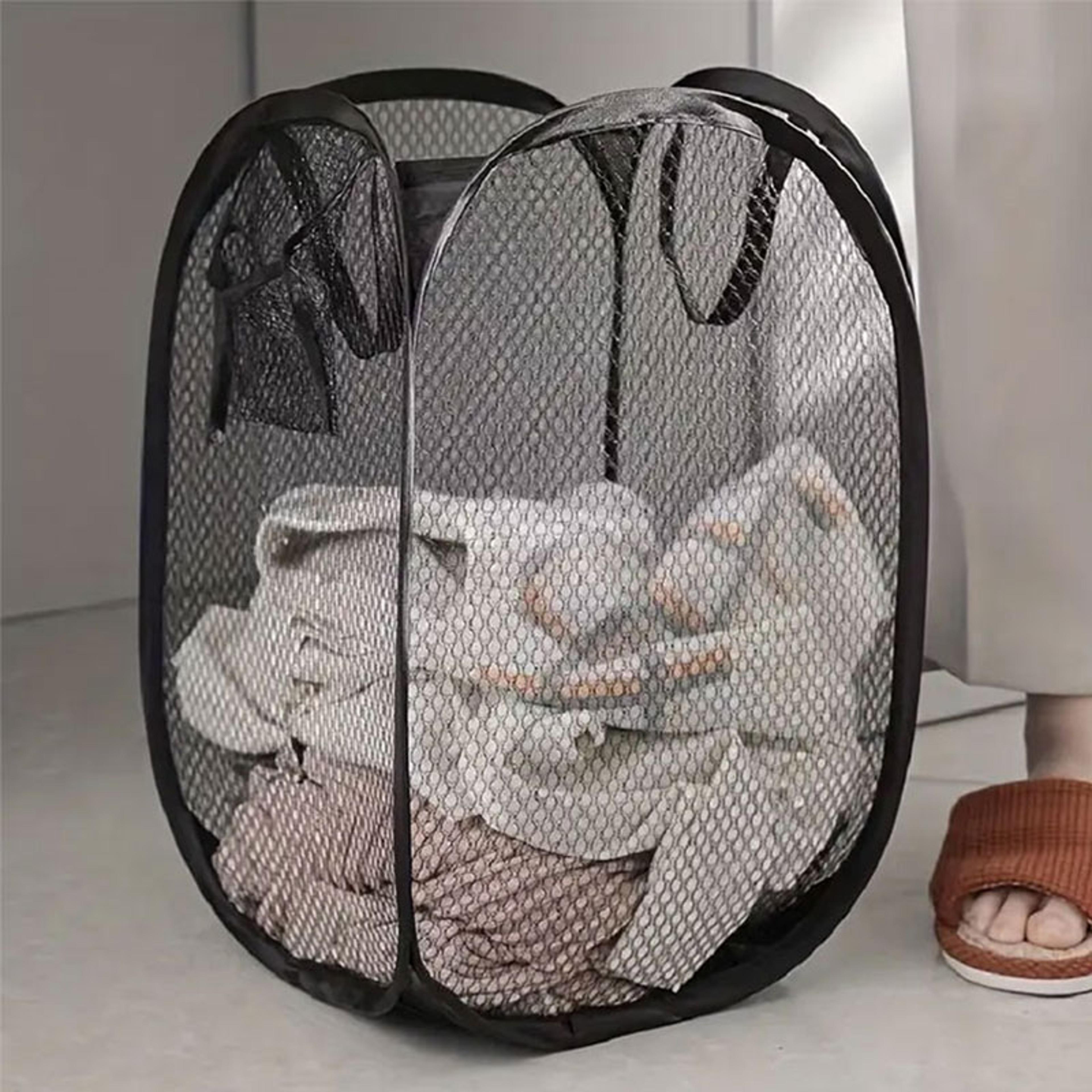 Foldable Laundry Basket Mesh Popup Dirty Clothes Storage Large Capacity Storage Basket 6