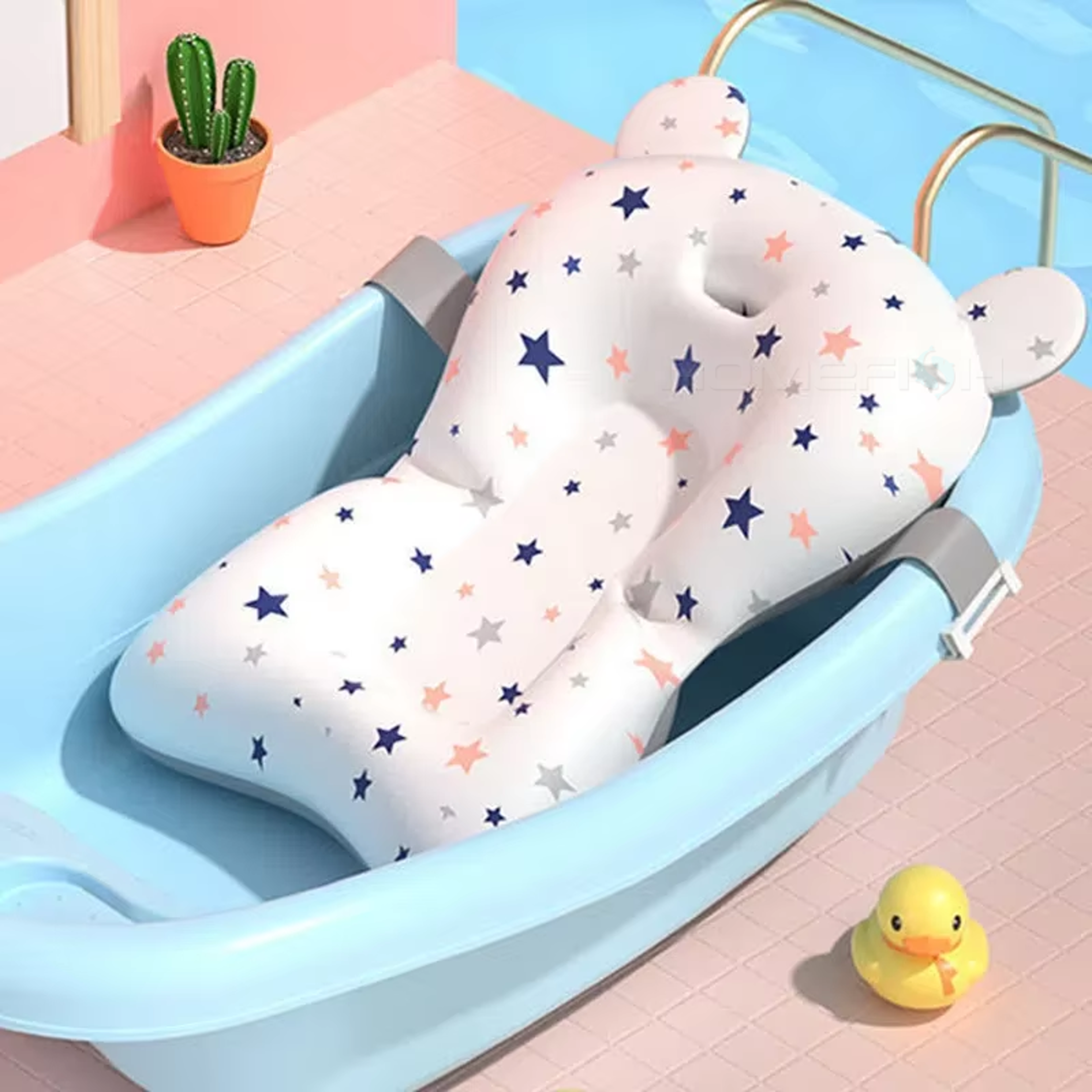 Adjustable Newborn Bathing Cushion Infant Safety Net Hammock Baby Bath Support Pad Foldable Floatin 0