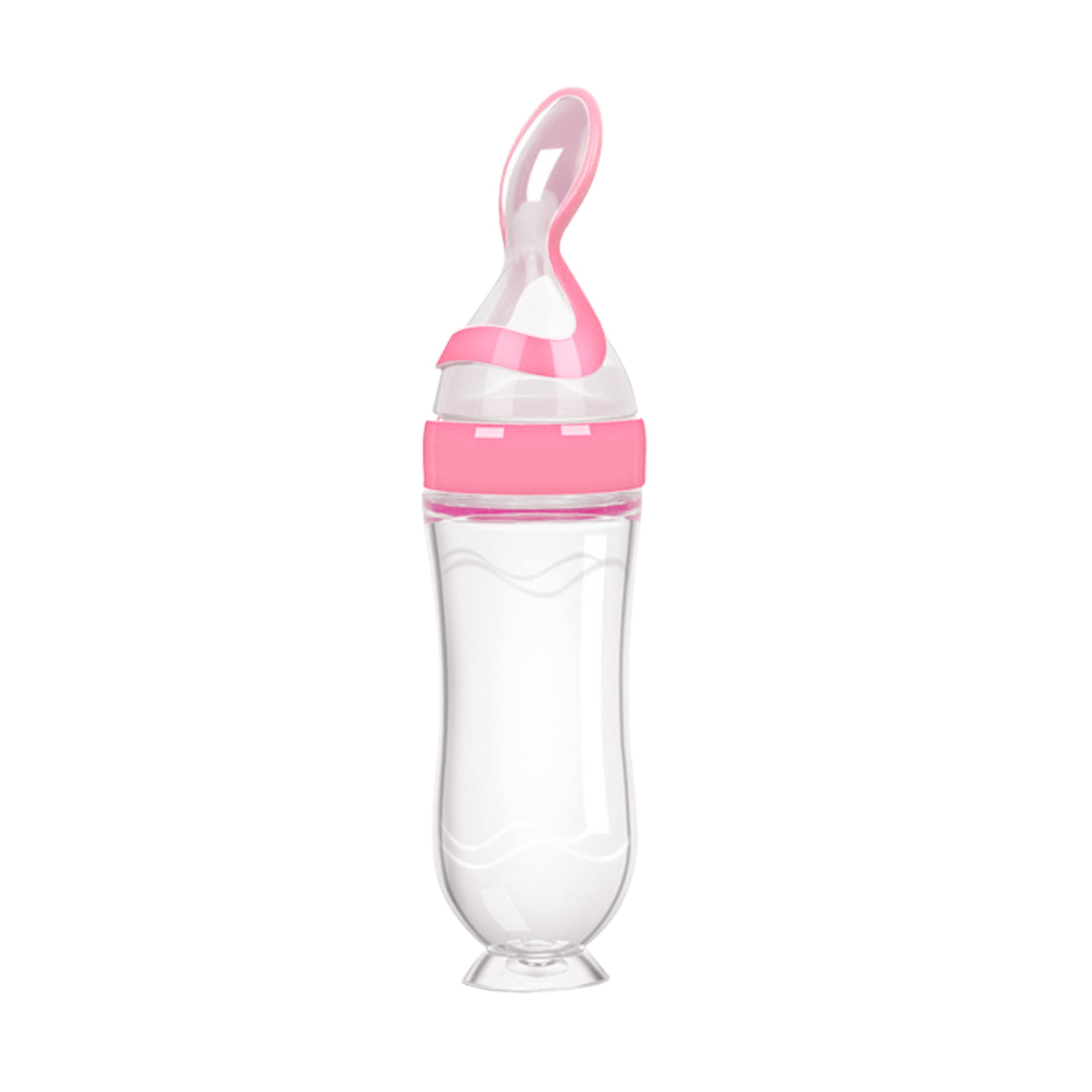 Silicone Baby Bottle With Spoon Food Supplement Bottle Squeeze Milk Cup For Rice Cereal Feeding 11