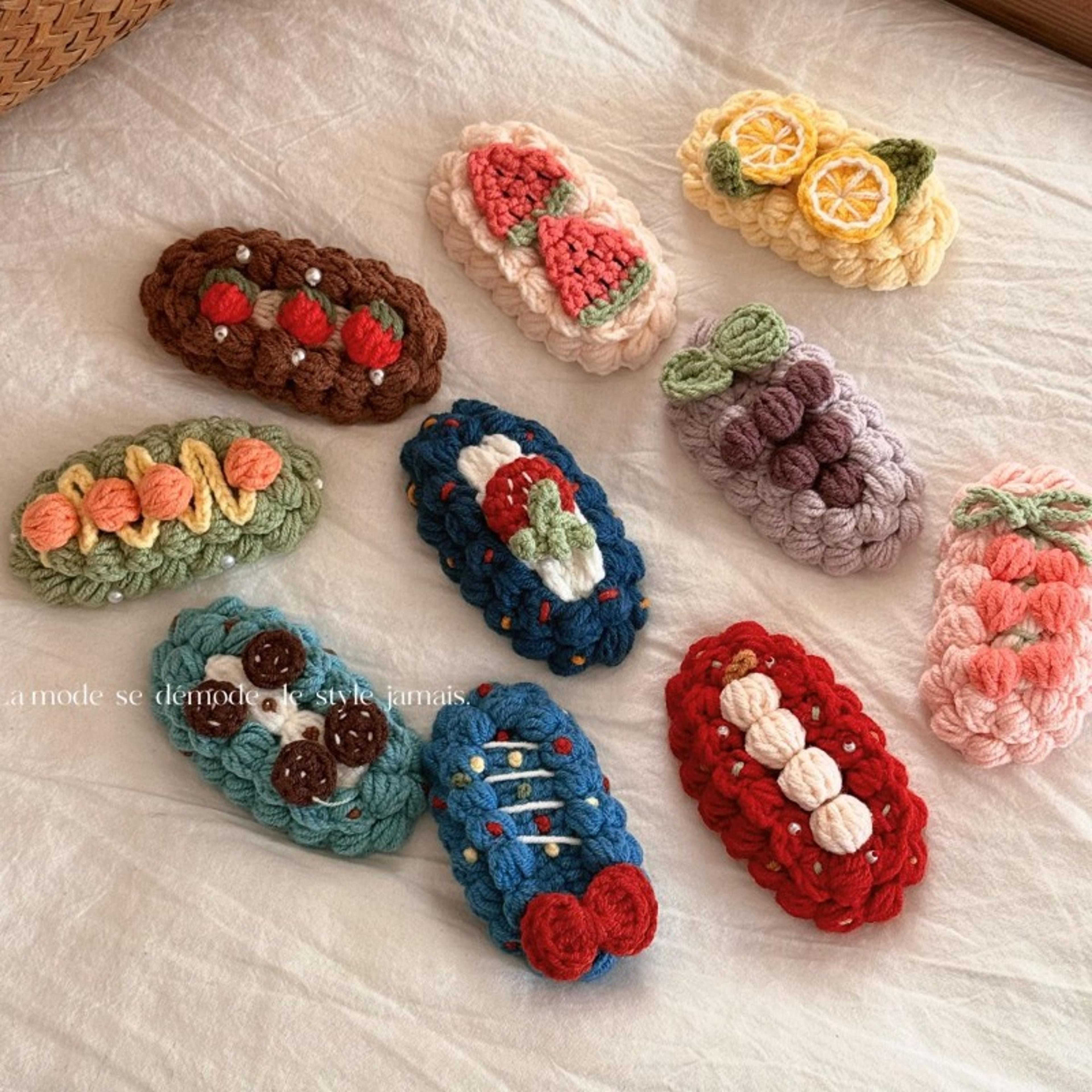 cute hairpin cartoon fruit, handmade wool crocheted sweet style, autumn and winter bb clip, bangs clip hair accessories