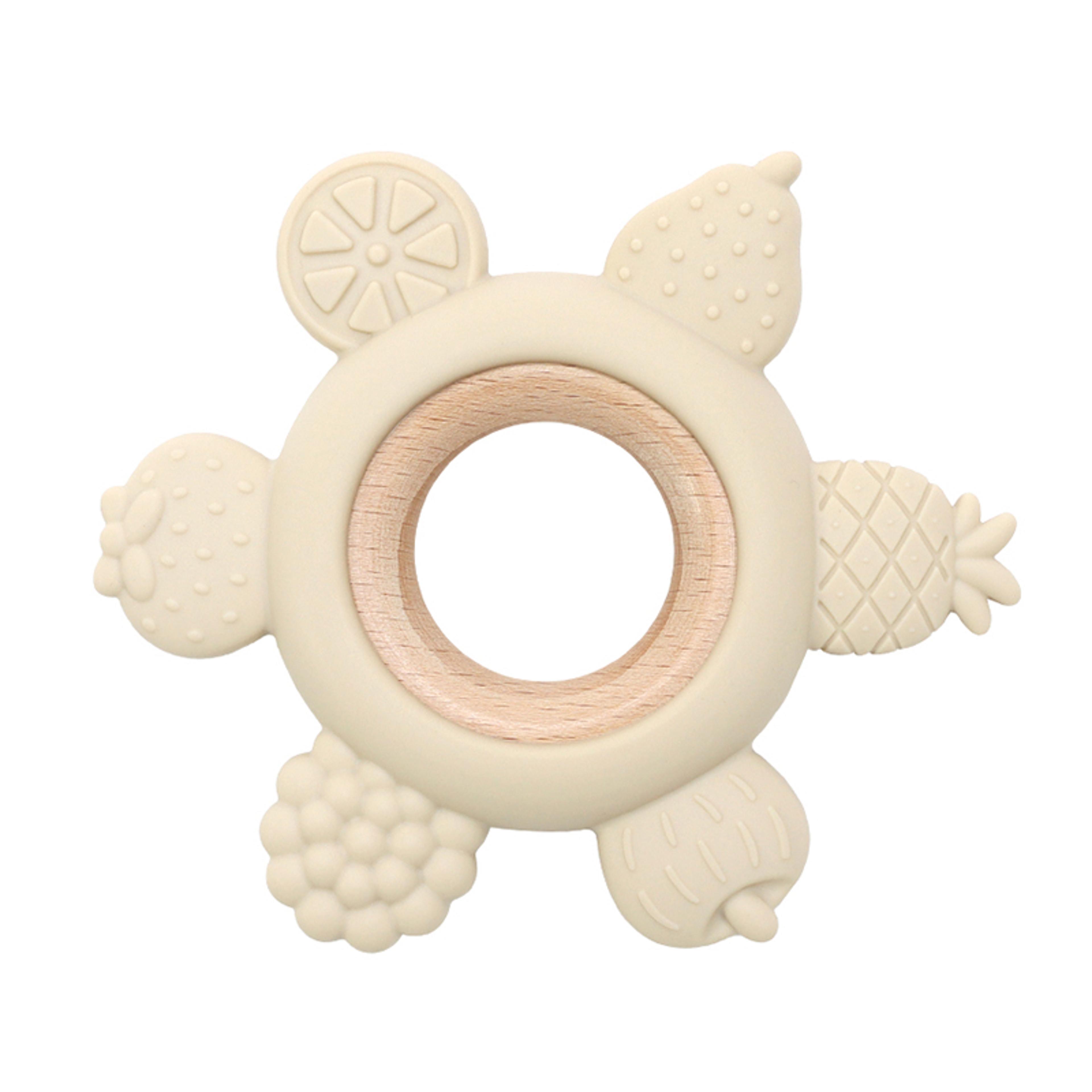 Silicone Teether With Wooden Ring Baby Fruit Teething Toys BPA Free Infant Chewing Toy For Boys Gir 11