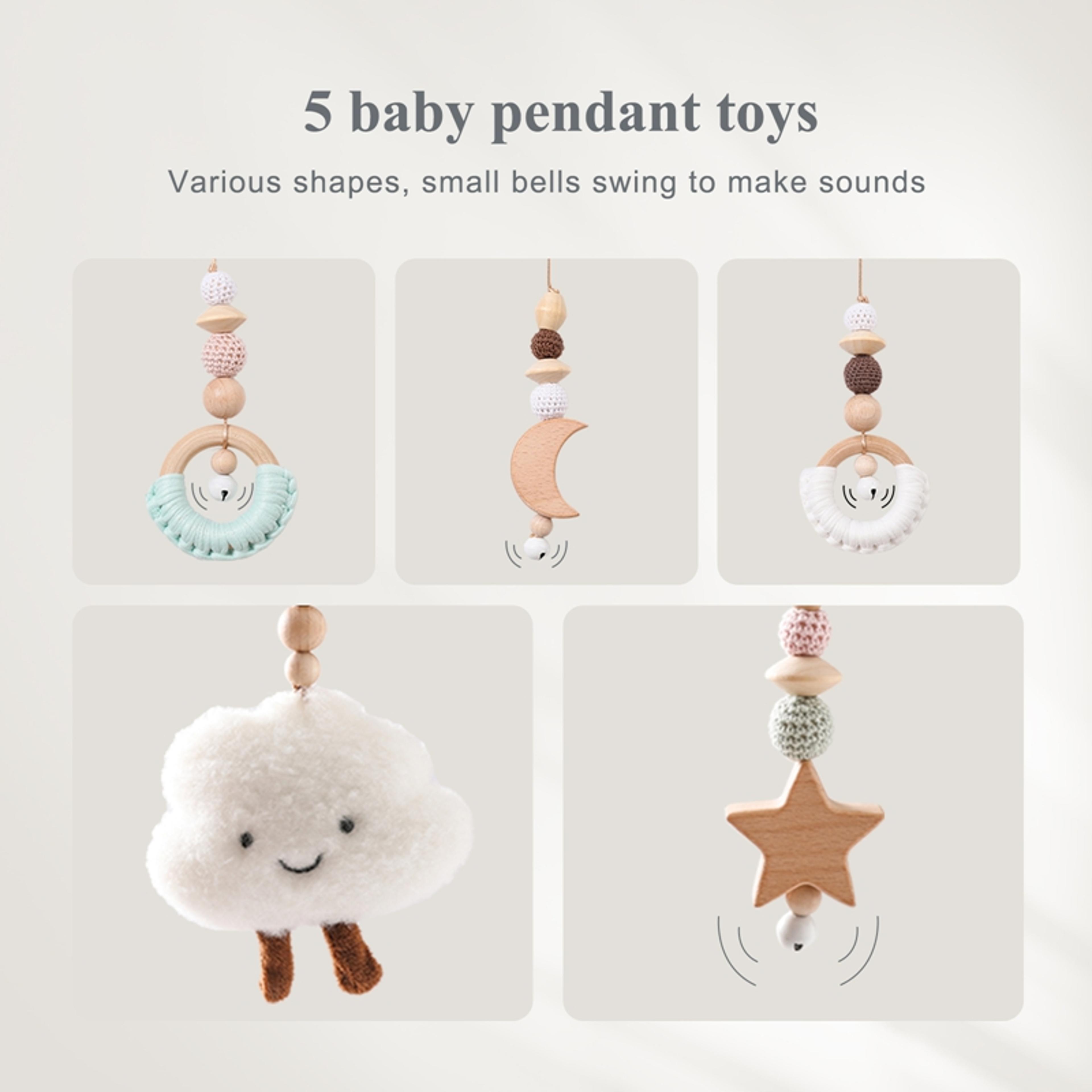 Decorative Baby Rattle Pendant For Crib Stroller Cartoon Cloud Baby Play Gym Set Soft Cotton Sensor 2