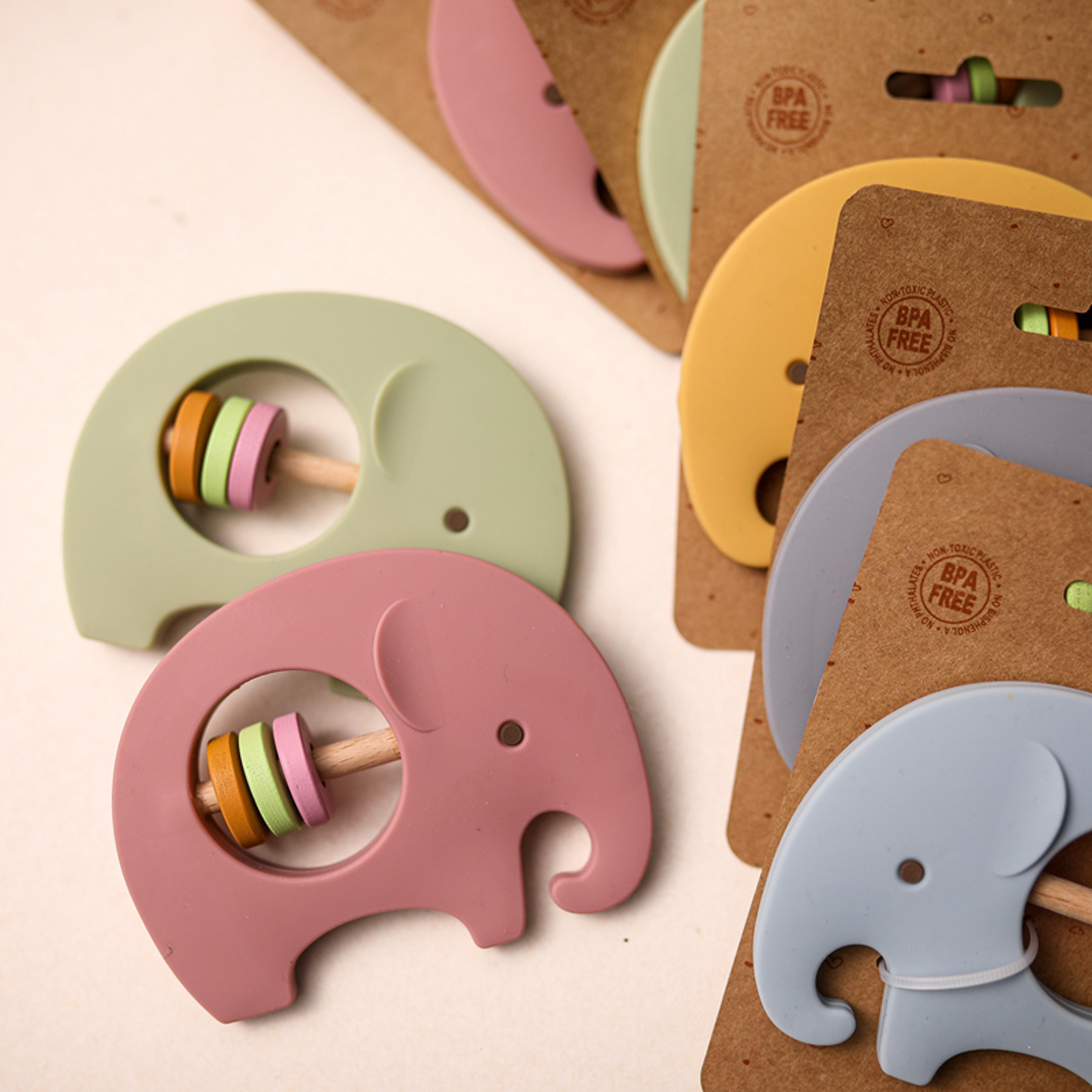 Silicone Baby Rattle Toy Cartoon Elephant For Teething BPAFree Play Gym 3