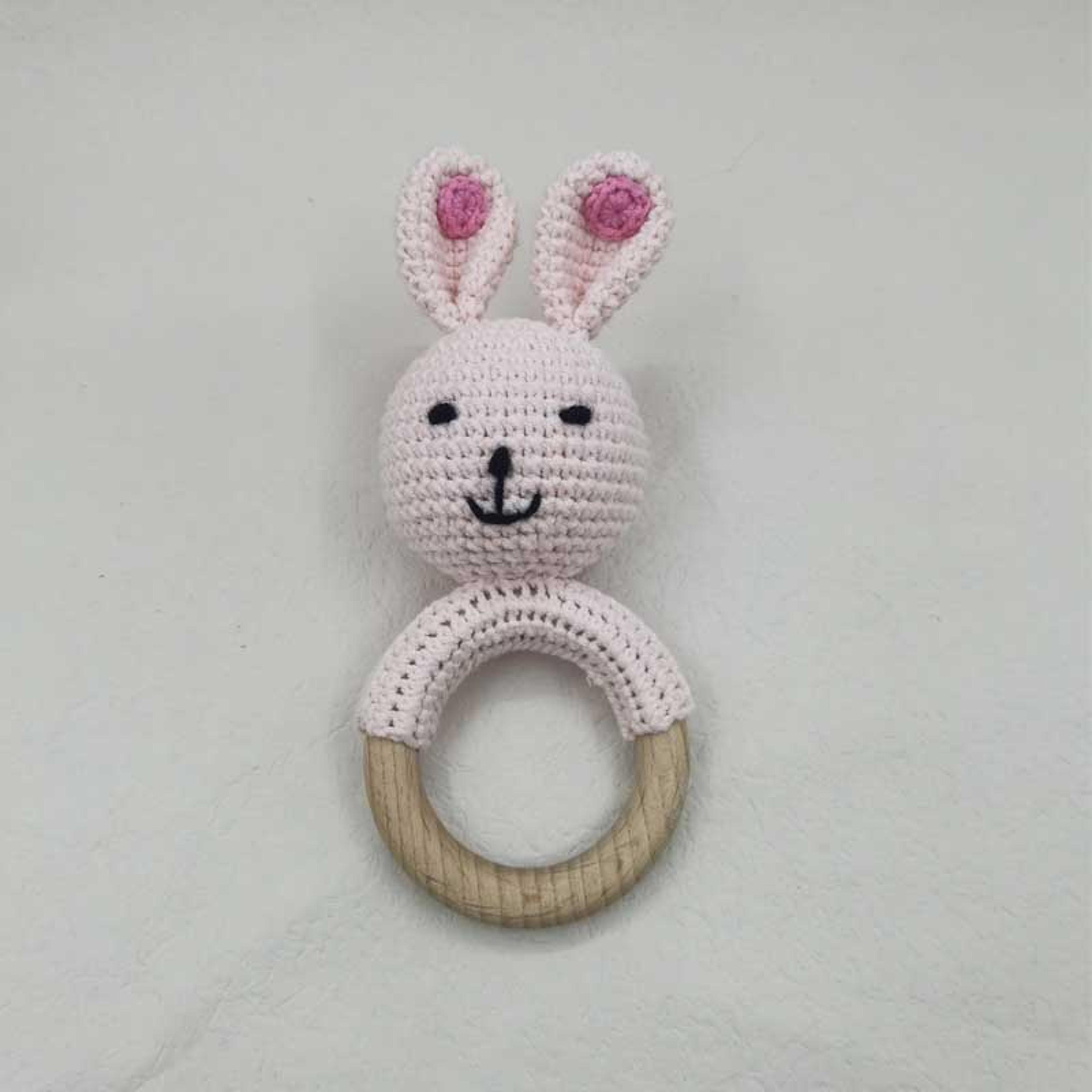 Baby Teether Music Rattles For Kids Animal Crochet Rattle Rabbit Bear Ring Wooden Babies Gym Montes 14
