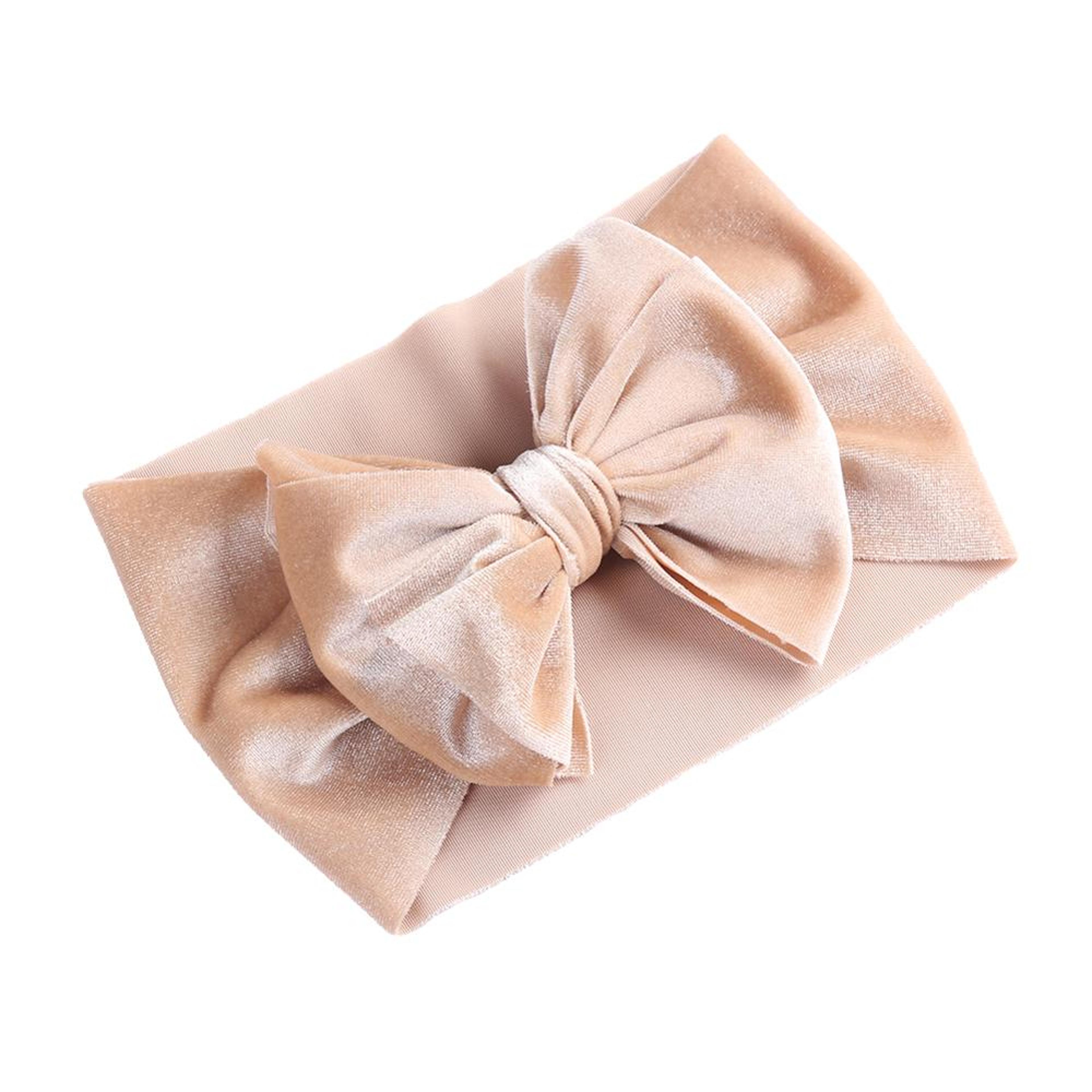 Handmade Elastic Hair Bands Solid Velvet Baby Bow Winter Headband For Newborn Boys Girls Boutique V 20