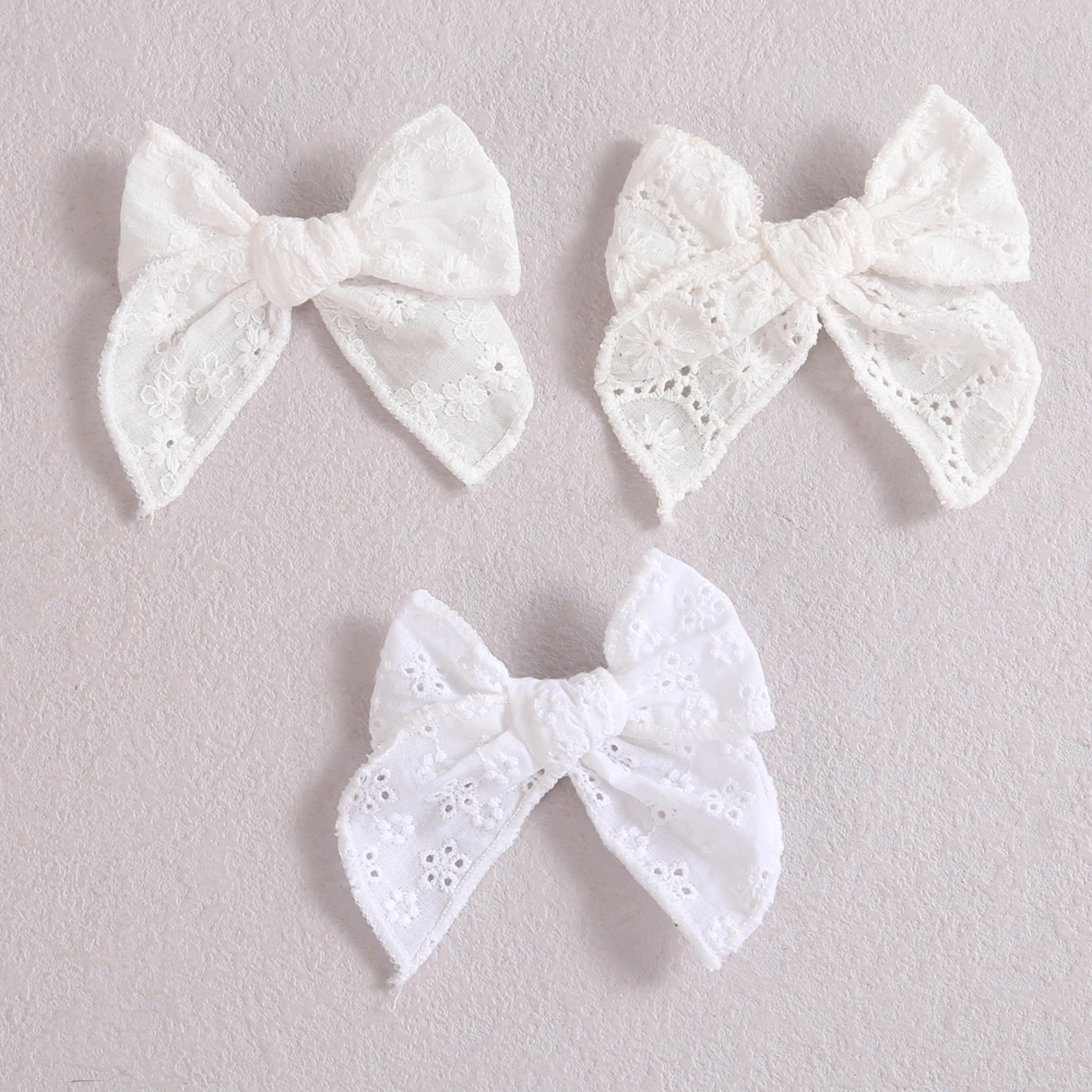 Baby Girl Hair Clips White Lace Bow Headwear Toddler Pin Hairpin 2