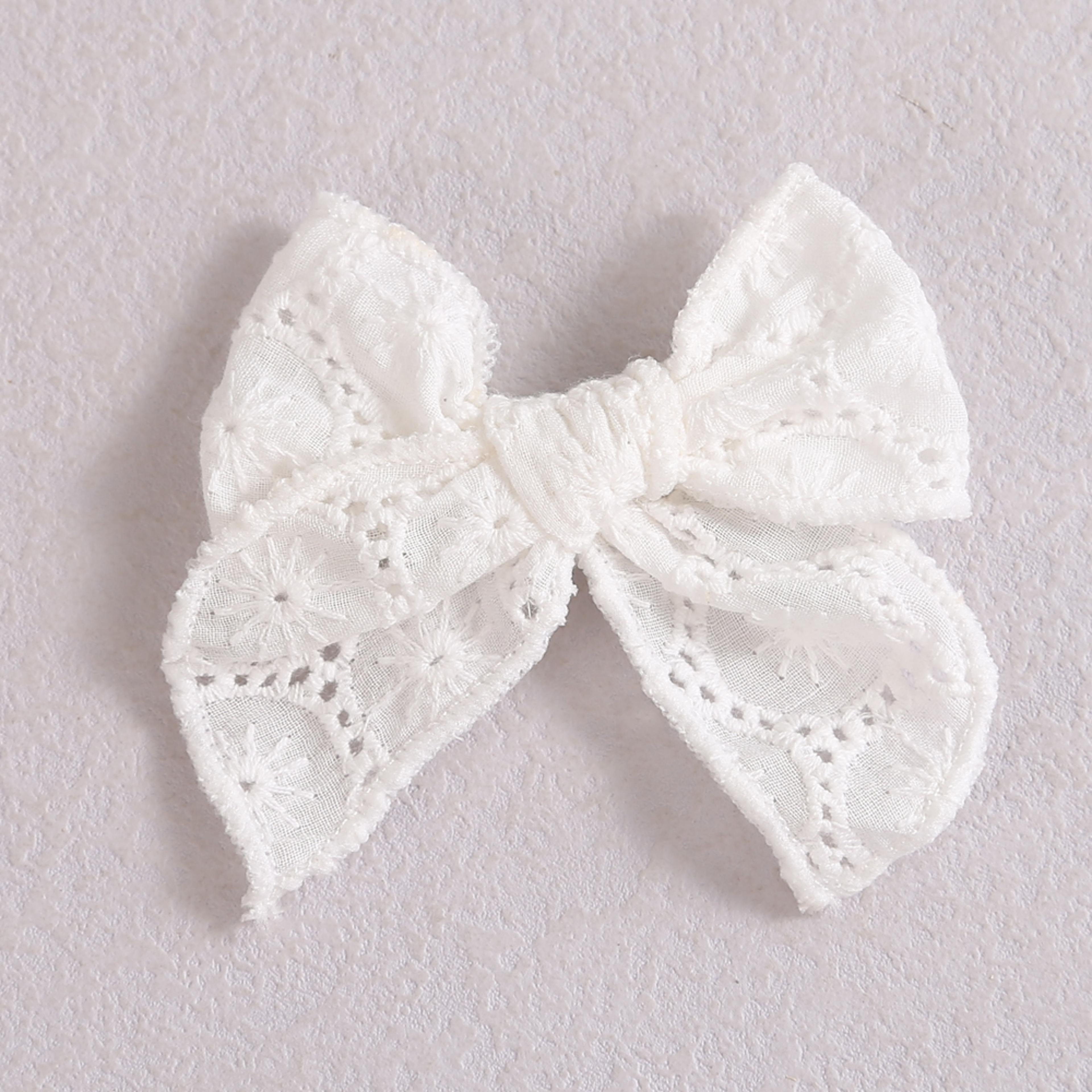 Baby Girl Hair Clips White Lace Bow Headwear Toddler Pin Hairpin 4