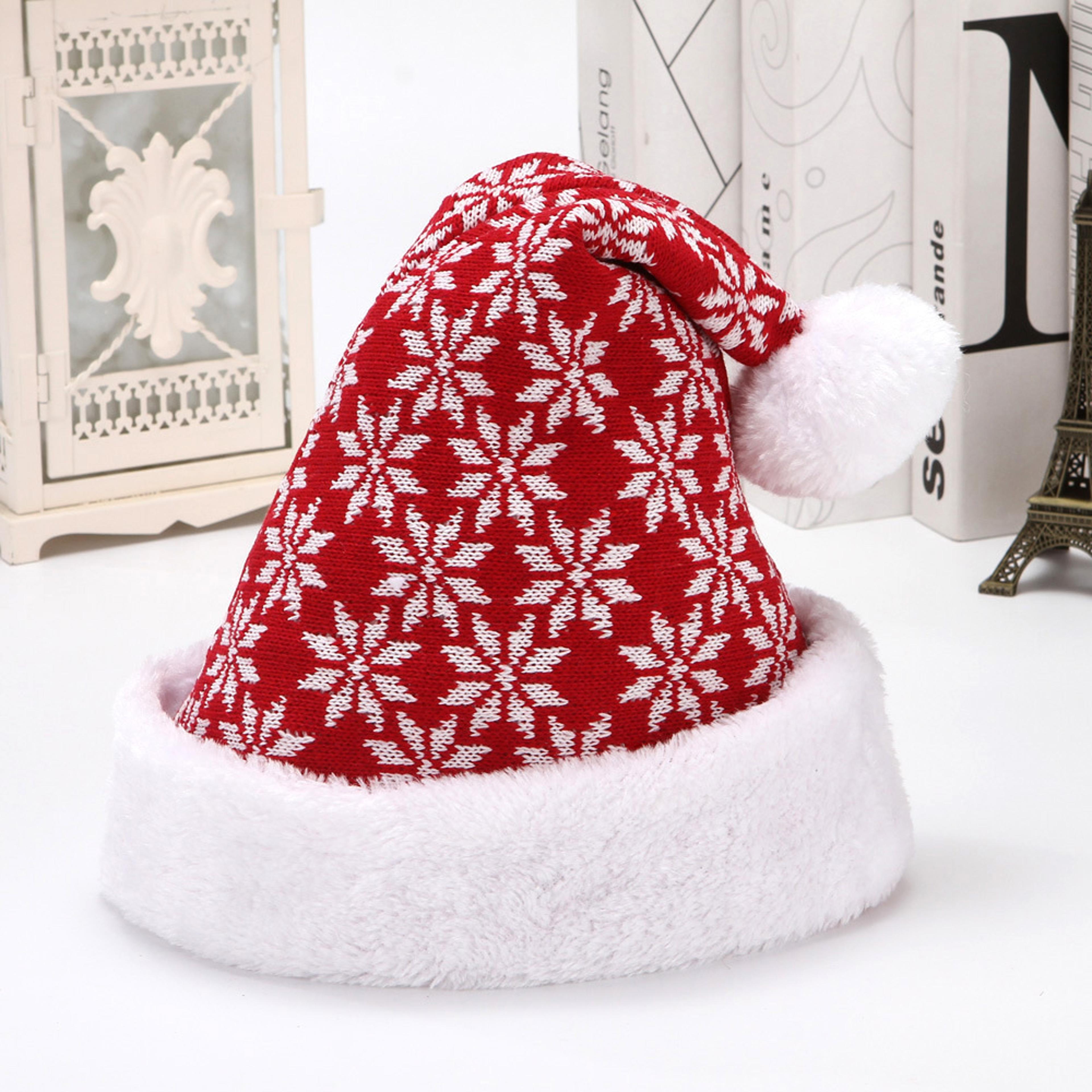 Adult Santa Claus Hat New Deer Knitted Wool Thick Plush Christmas Decoration 2