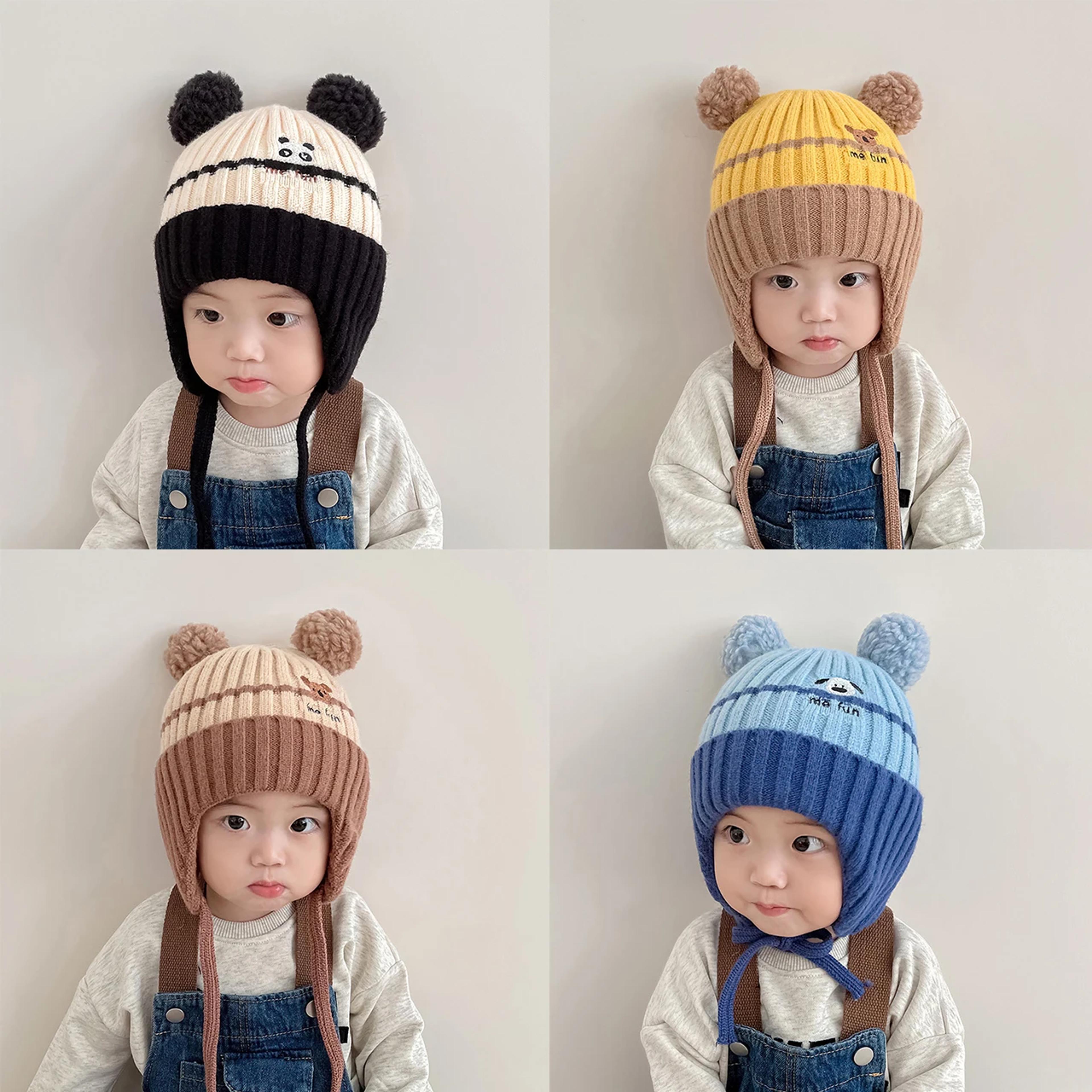 Cute Cartoon Animals Baby Hat Winter Warm Knitted Beanies For Boys And Girls AntiCold Toddler Kids  1