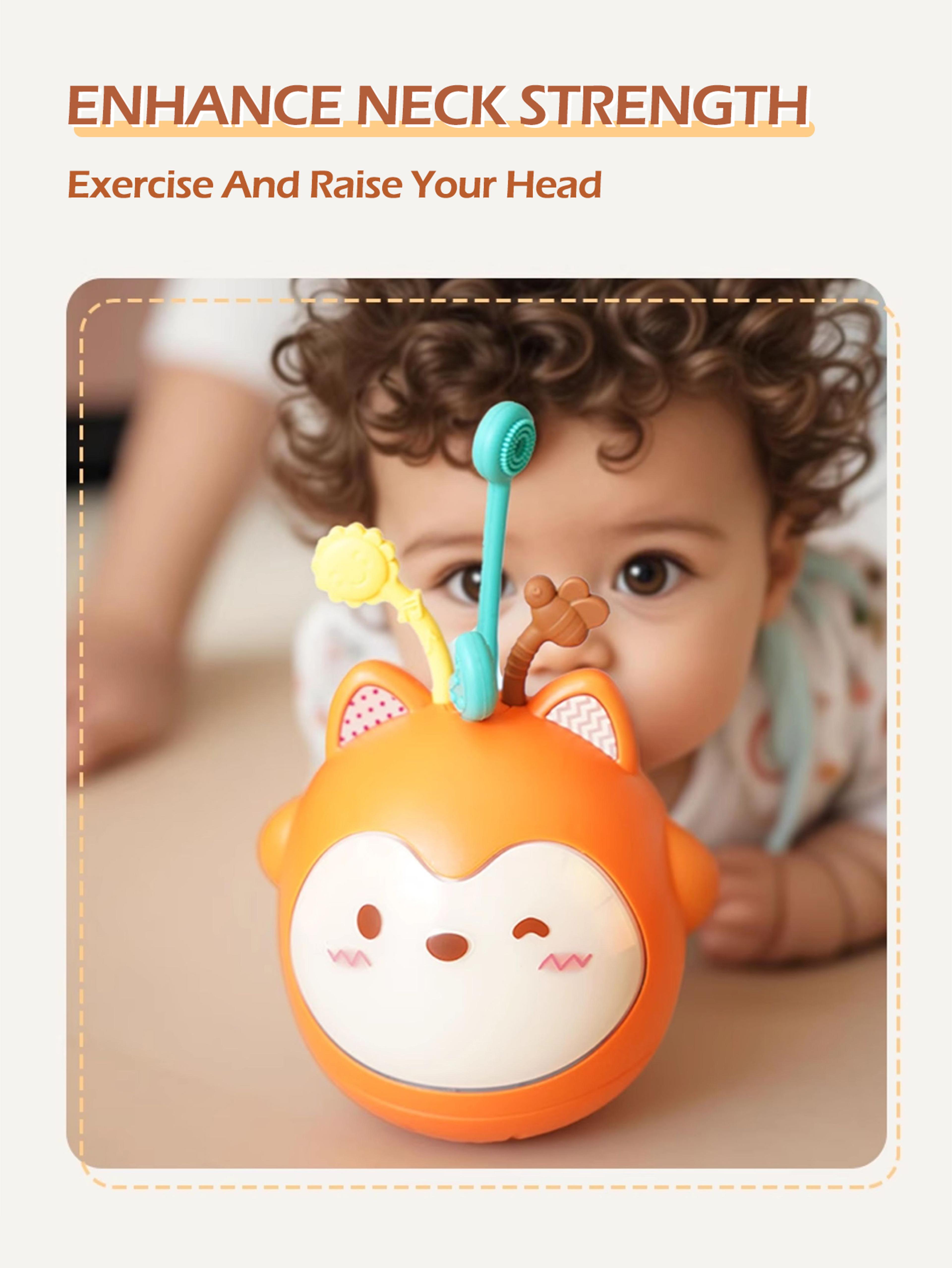 Head Up Training Baby Teether Toy With Sound And Light Little Fox Crawling Bumbler Gift 4