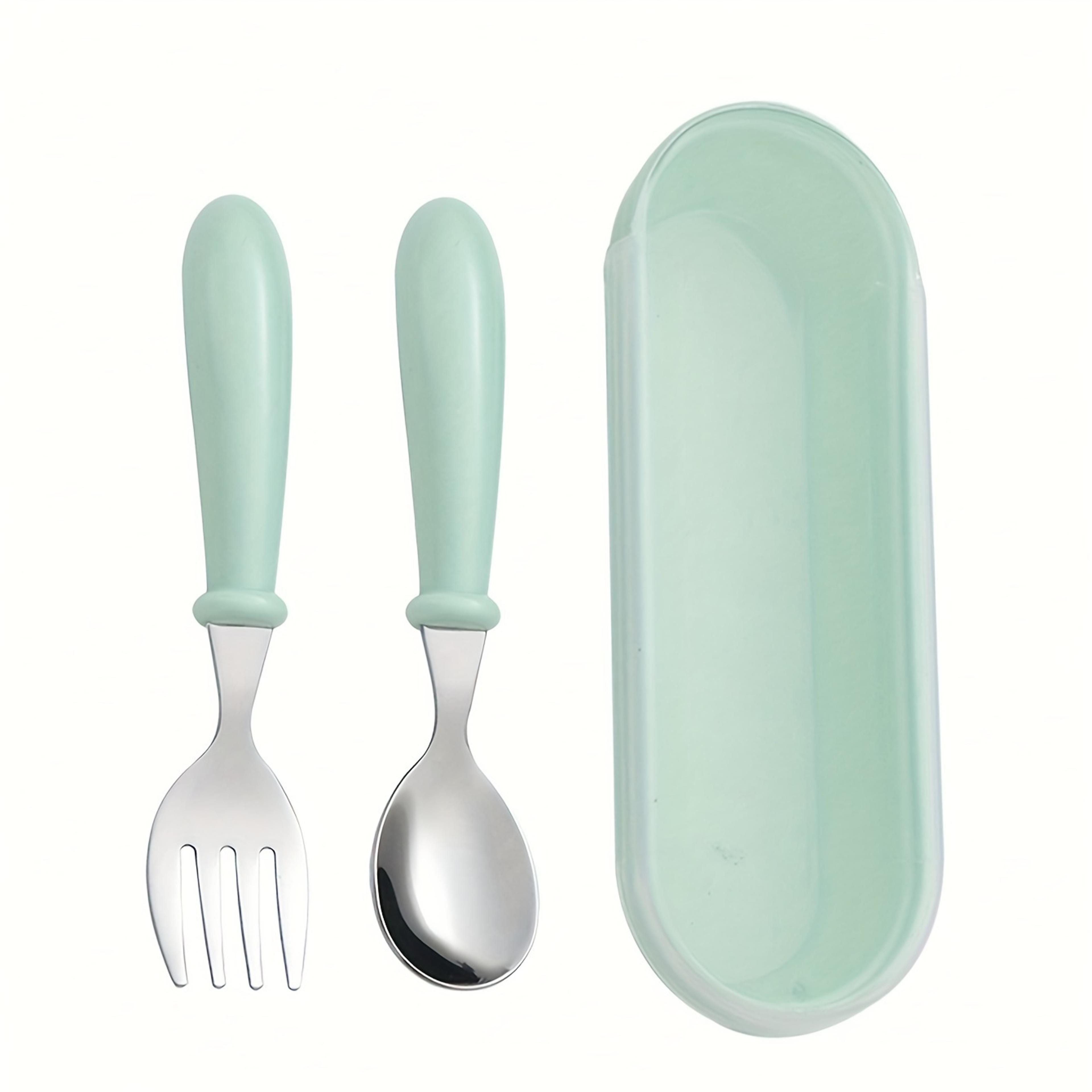 Useful Tableware Feeding Cutlery Childrens Portable Stainless Steel Spoon Fork With Box Baby Shower 6