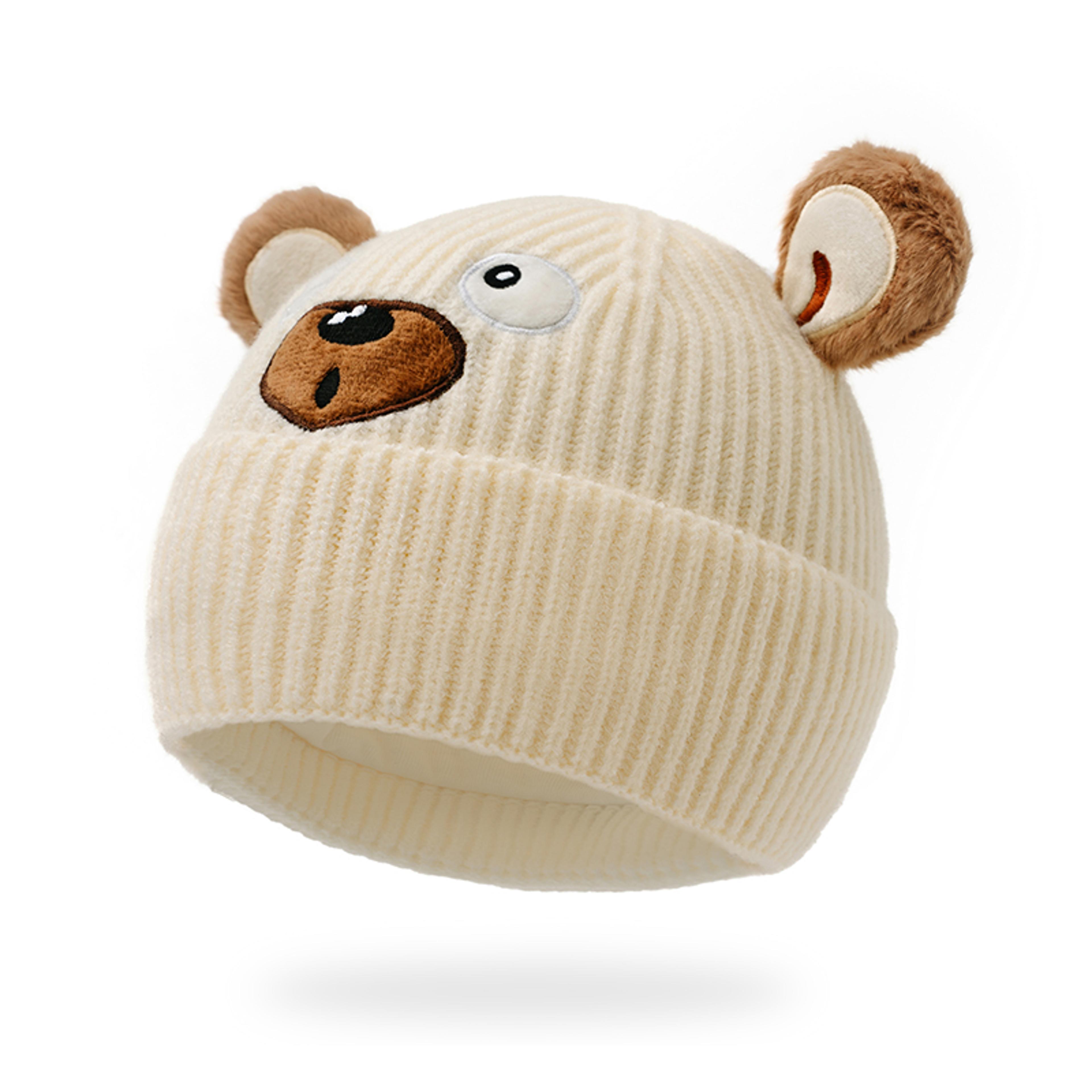 Cute And Versatile Childrens Autumn And Winter Bear Hat And Scarf Set Perfect For Boys And Girls 1
