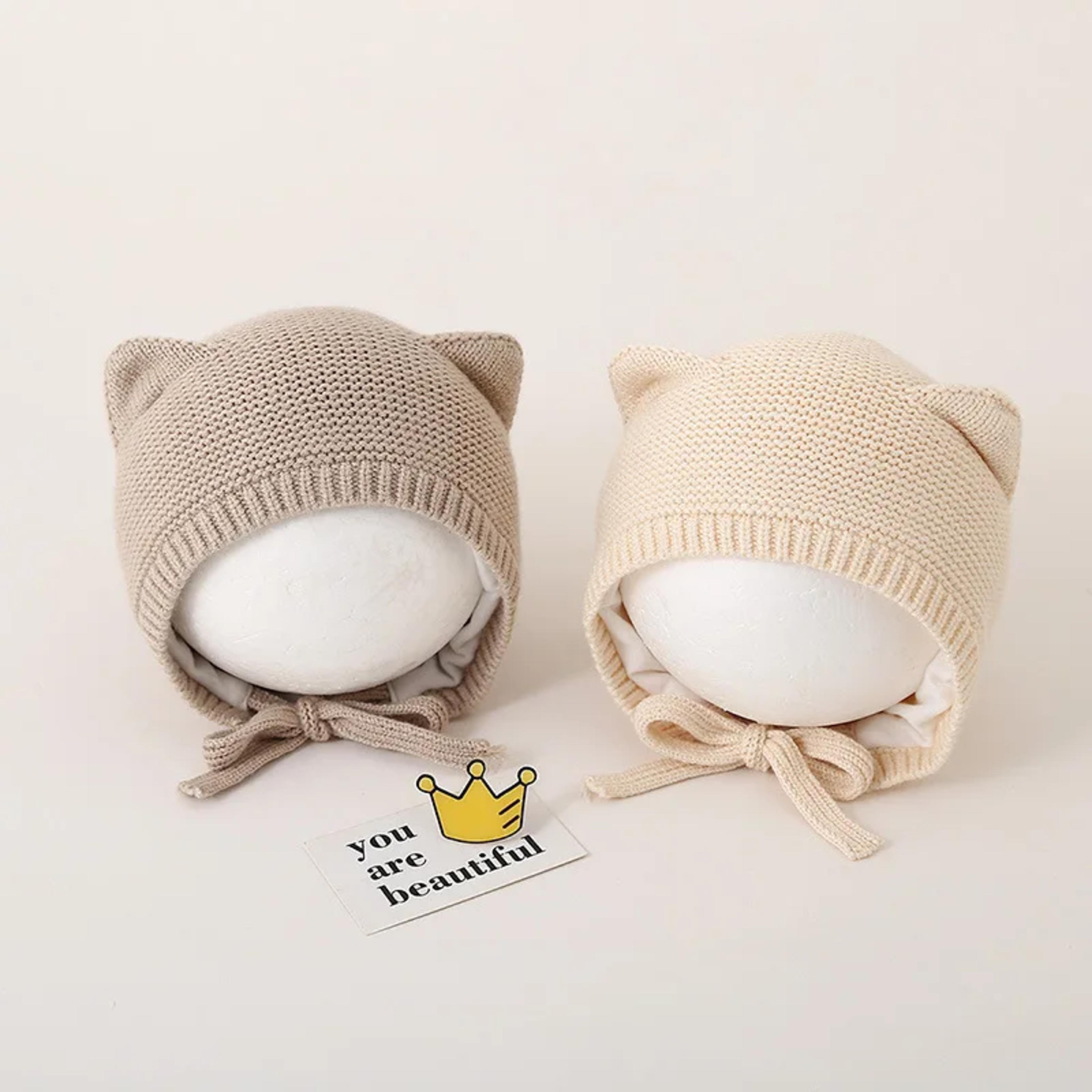 Cute Cat Ears Kids Hat Windproof Lacing Bonnet For Infant Protection 3