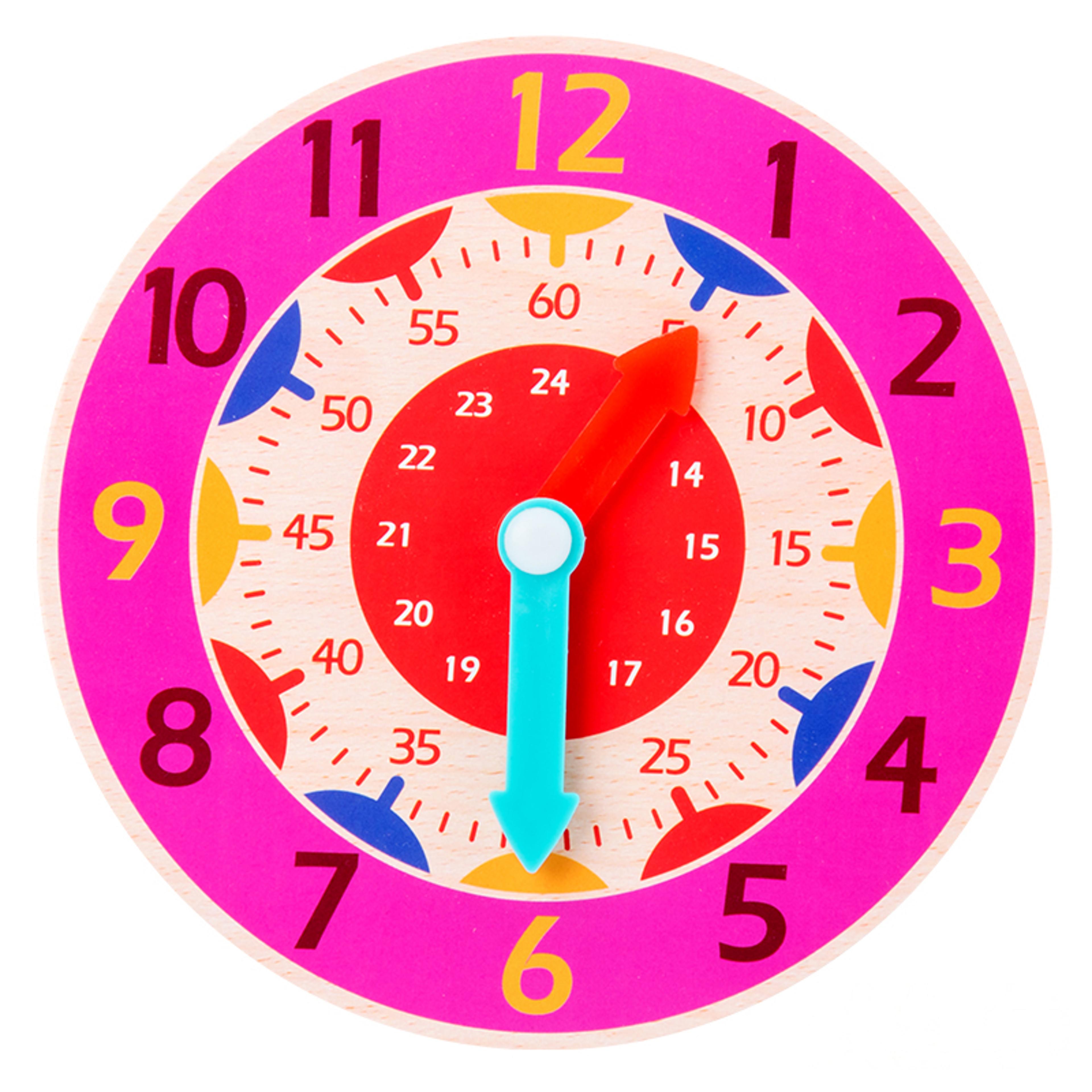 Kids Montessori Wooden Clock Toy Time Learning Teaching Aids Educational For Children Primary Schoo 3