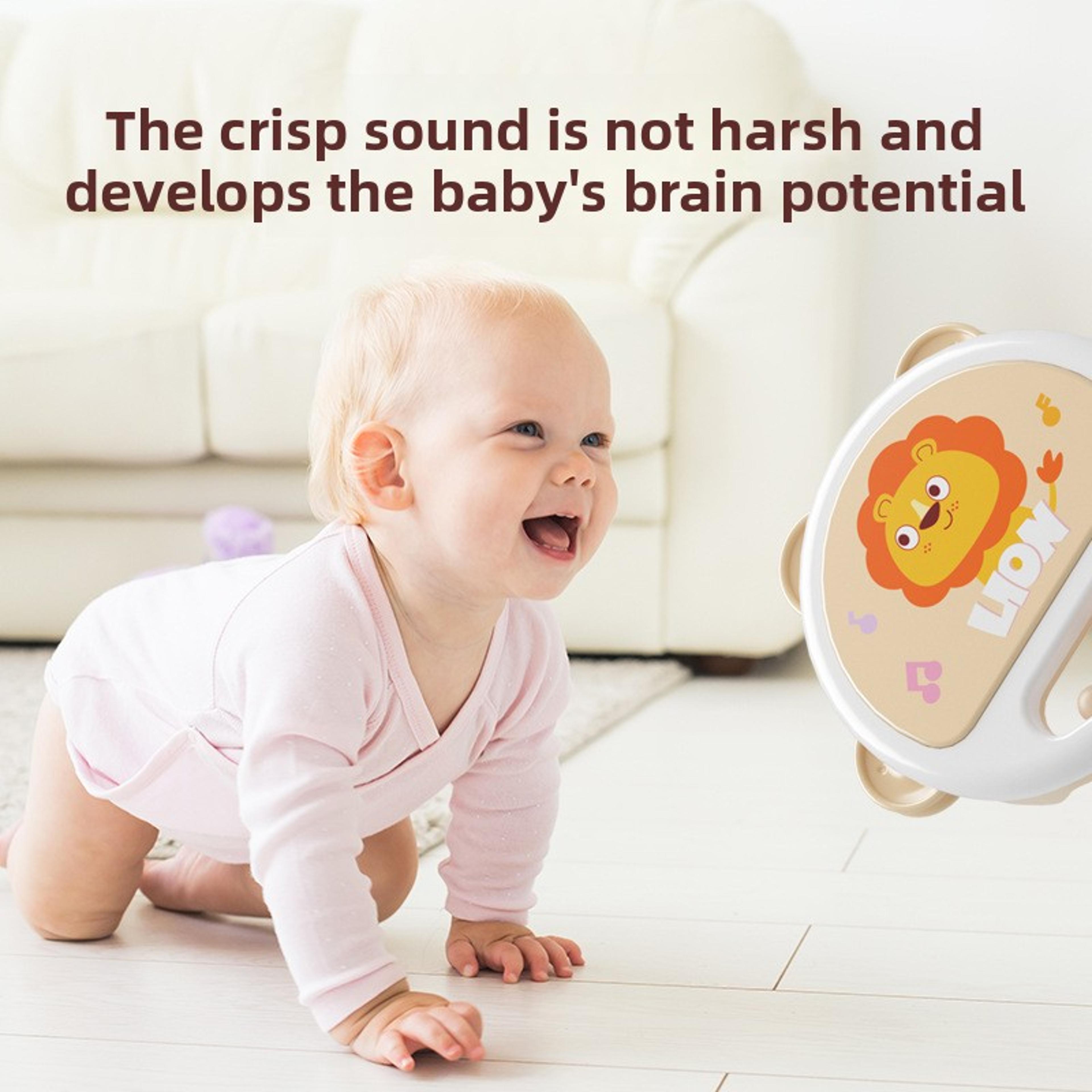 Lion Musical Instrument Drum Handheld Drum Toy Educational Music Instrument Baby Rattle Cartoon Toy 2