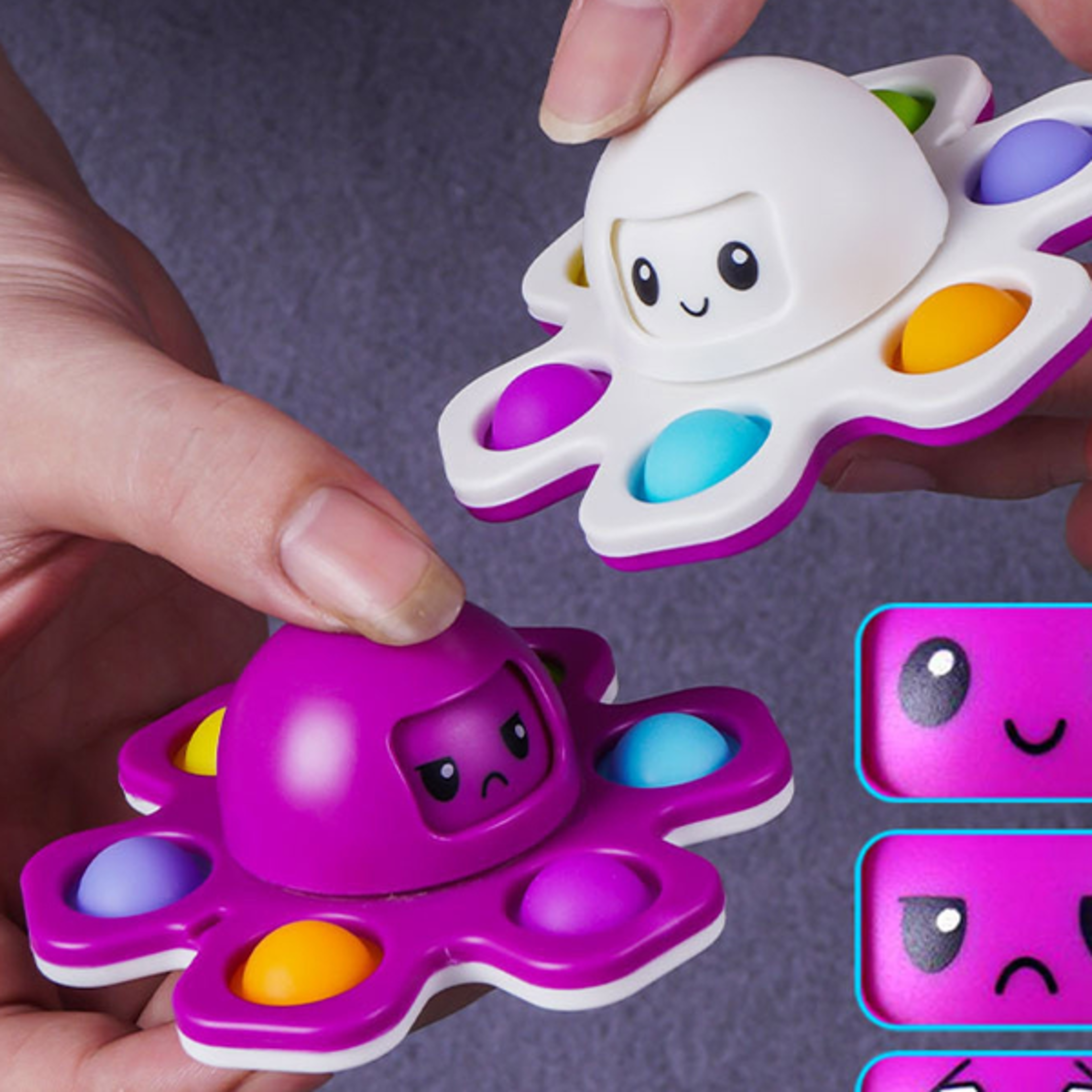 face-changing push bubble fidget spinner, new anti stress toy, sensory push popete spinner, stress relief fidget toys