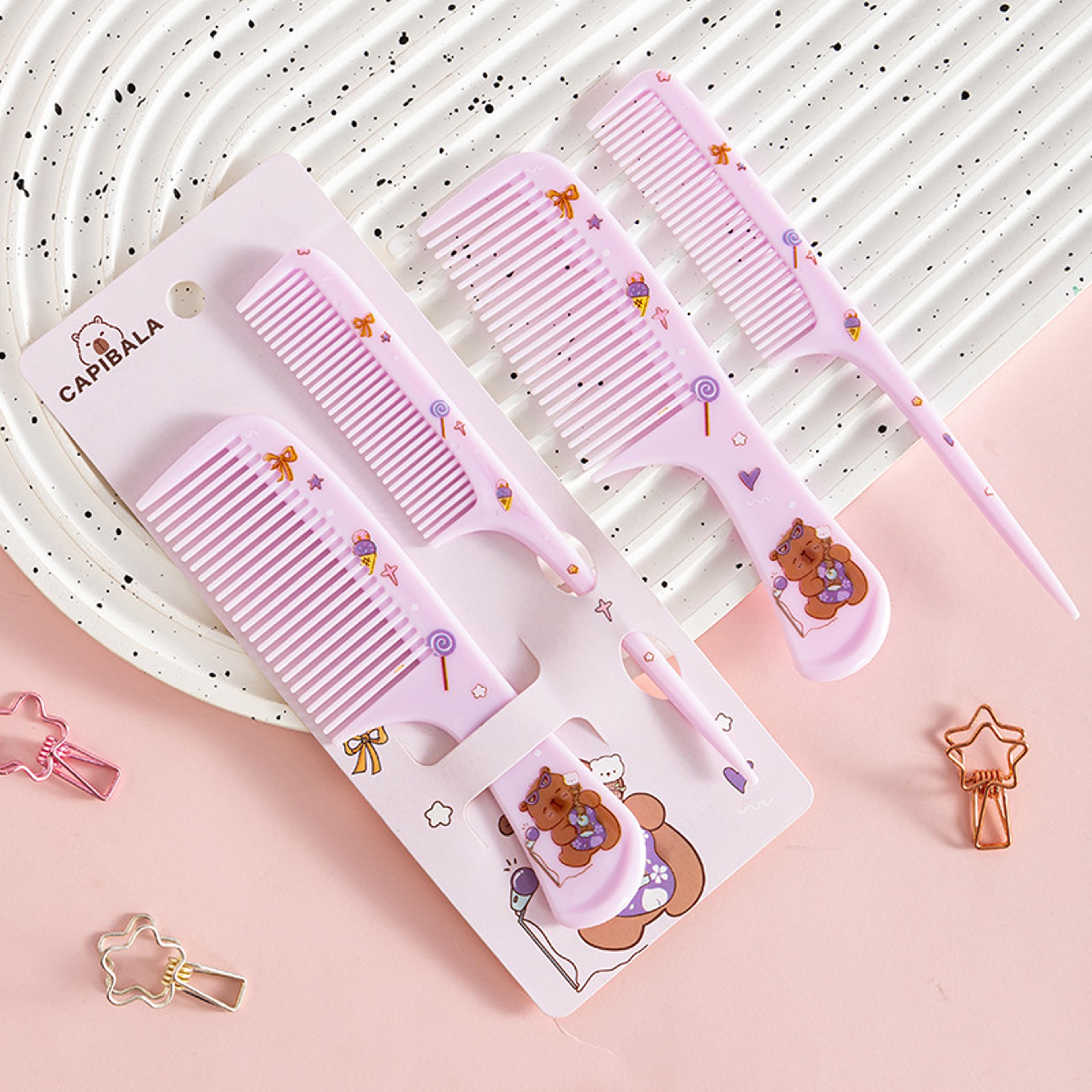 Cartoon Animals Kids Hair Combs Set Girls Hairdressing Comb Portable AntiStatic Plastic Comb With P 7
