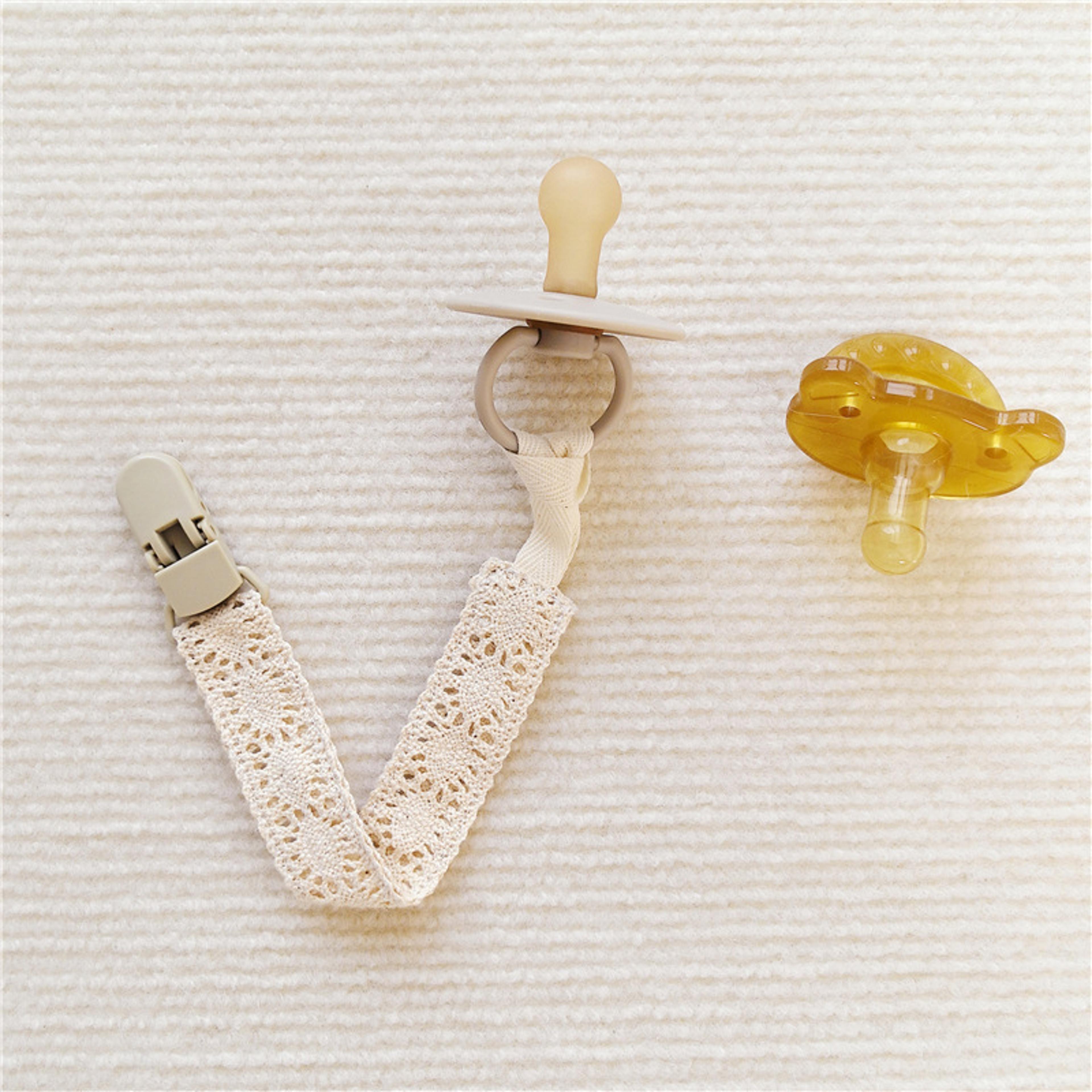 Cloth And Plastic Baby Pacifier Holder Trendy Lace Teether Toy Clip Chain 3
