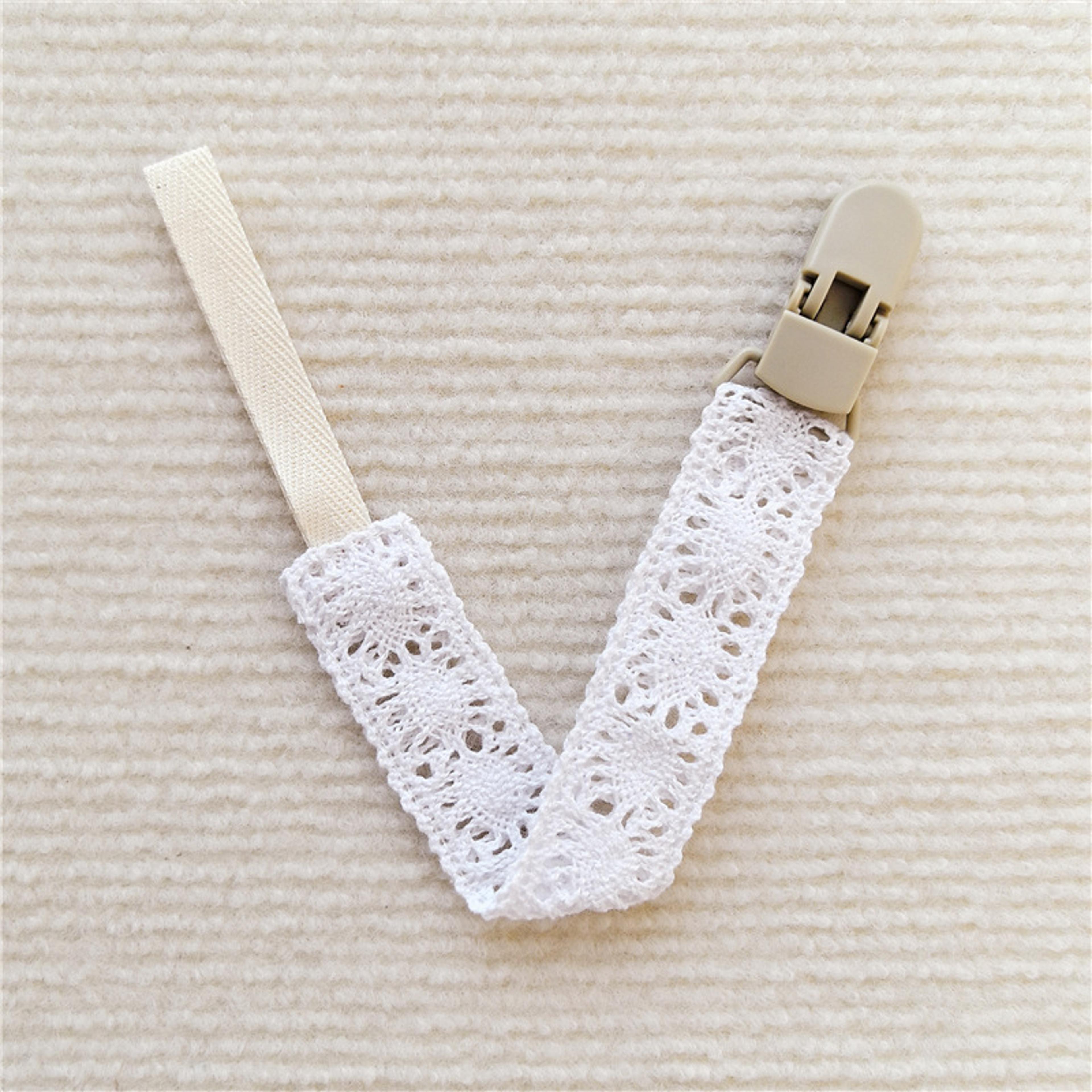 Cloth And Plastic Baby Pacifier Holder Trendy Lace Teether Toy Clip Chain 5