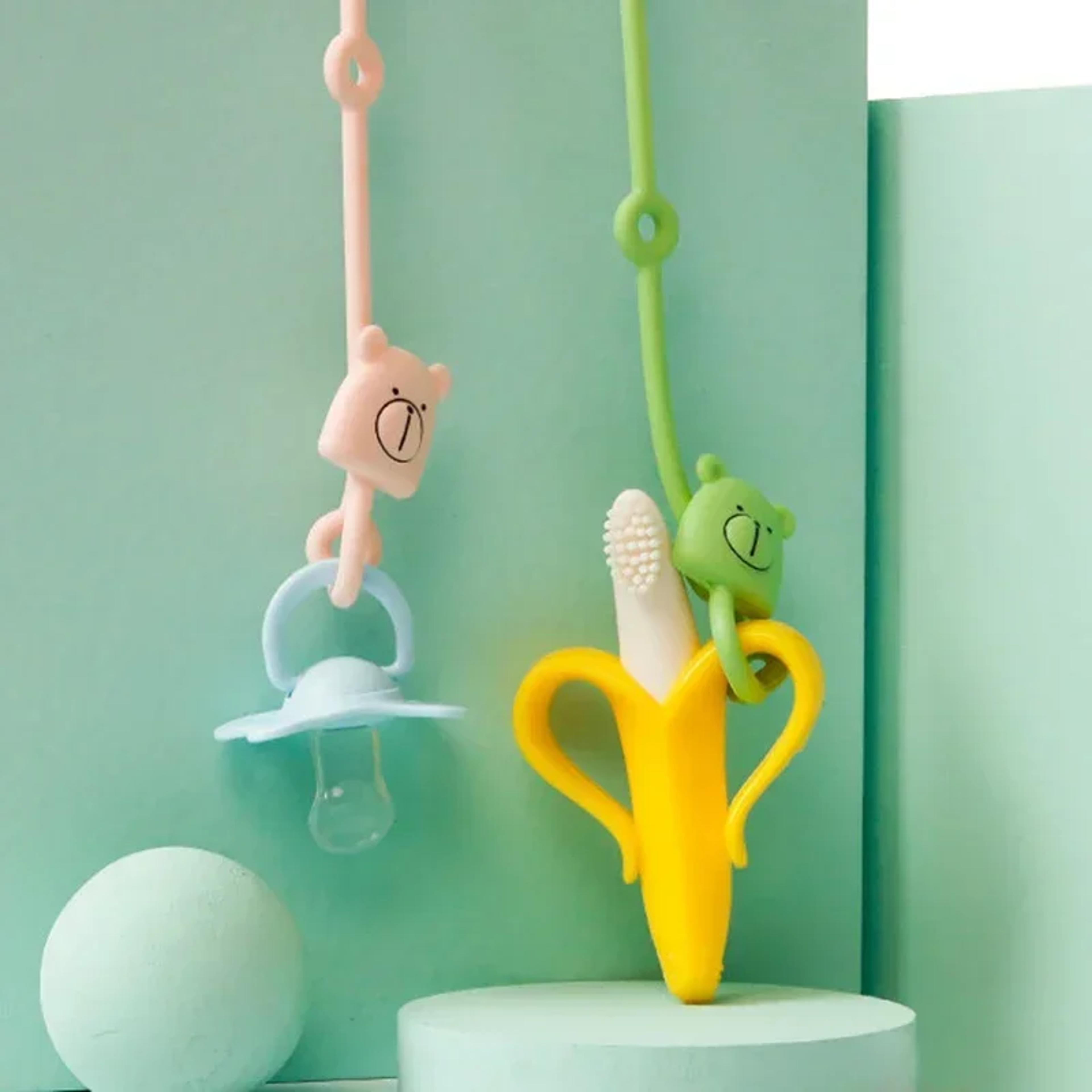 Adjustable Silicone Antilost Chain Strap Bear Shape Pacifier Holder Baby Teether Toys Leashes 0