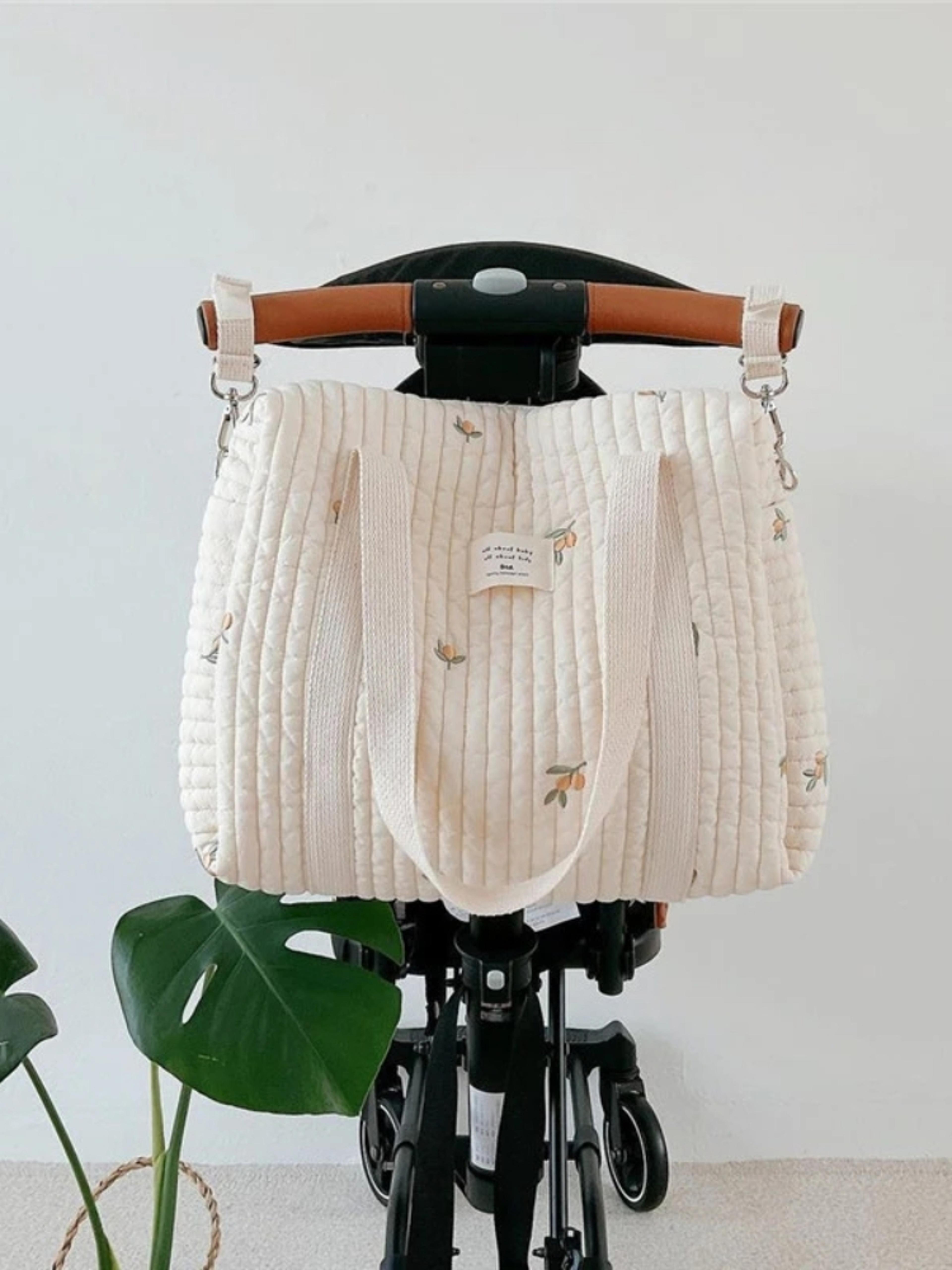 korea style mummy shoulder bag, quilted embroidery diaper bag, large stroller organizer for newborn baby care