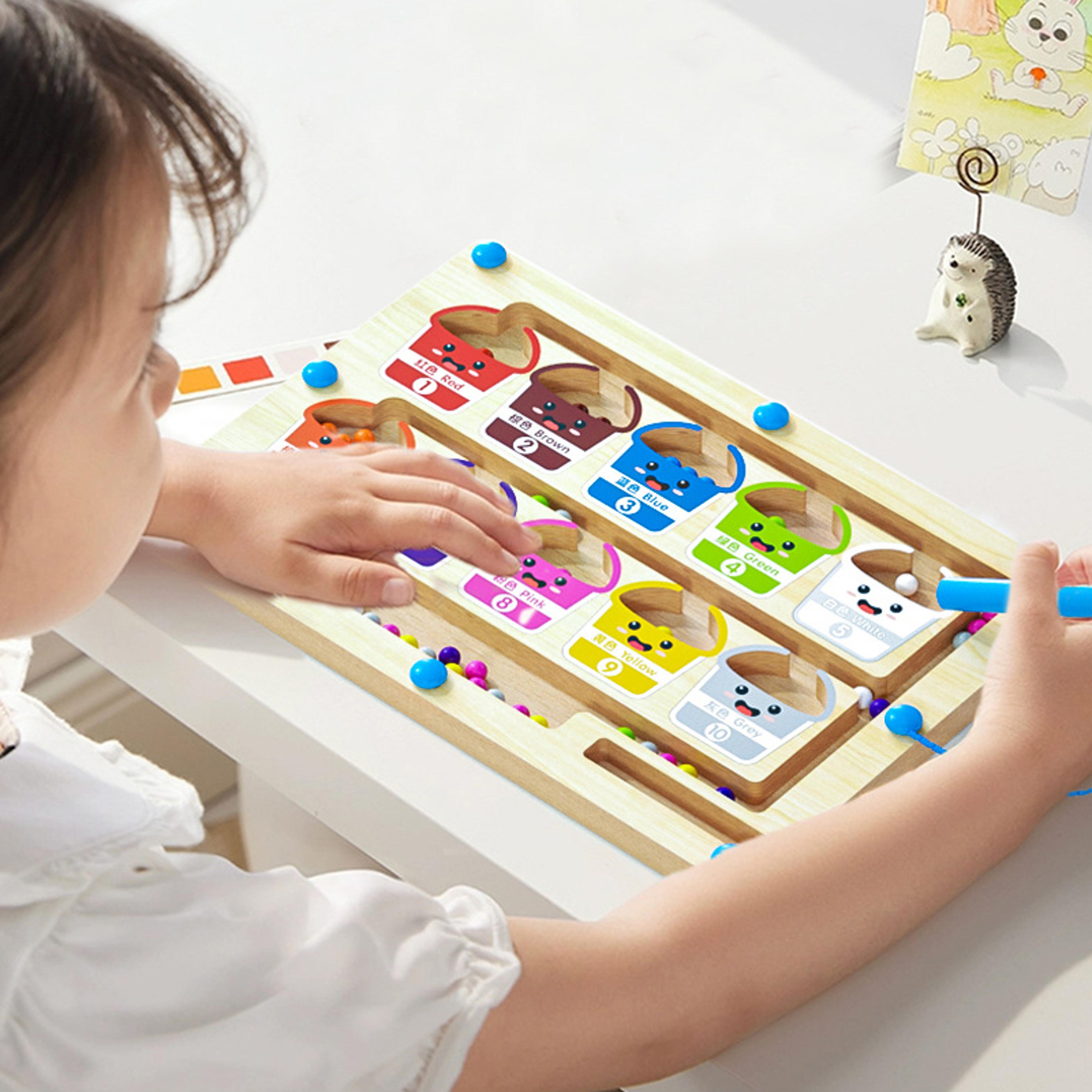 Educational Toys For Kids Montessori Magnetic Color Sorting Games Sensory Play Maze Board Pen Woode 1